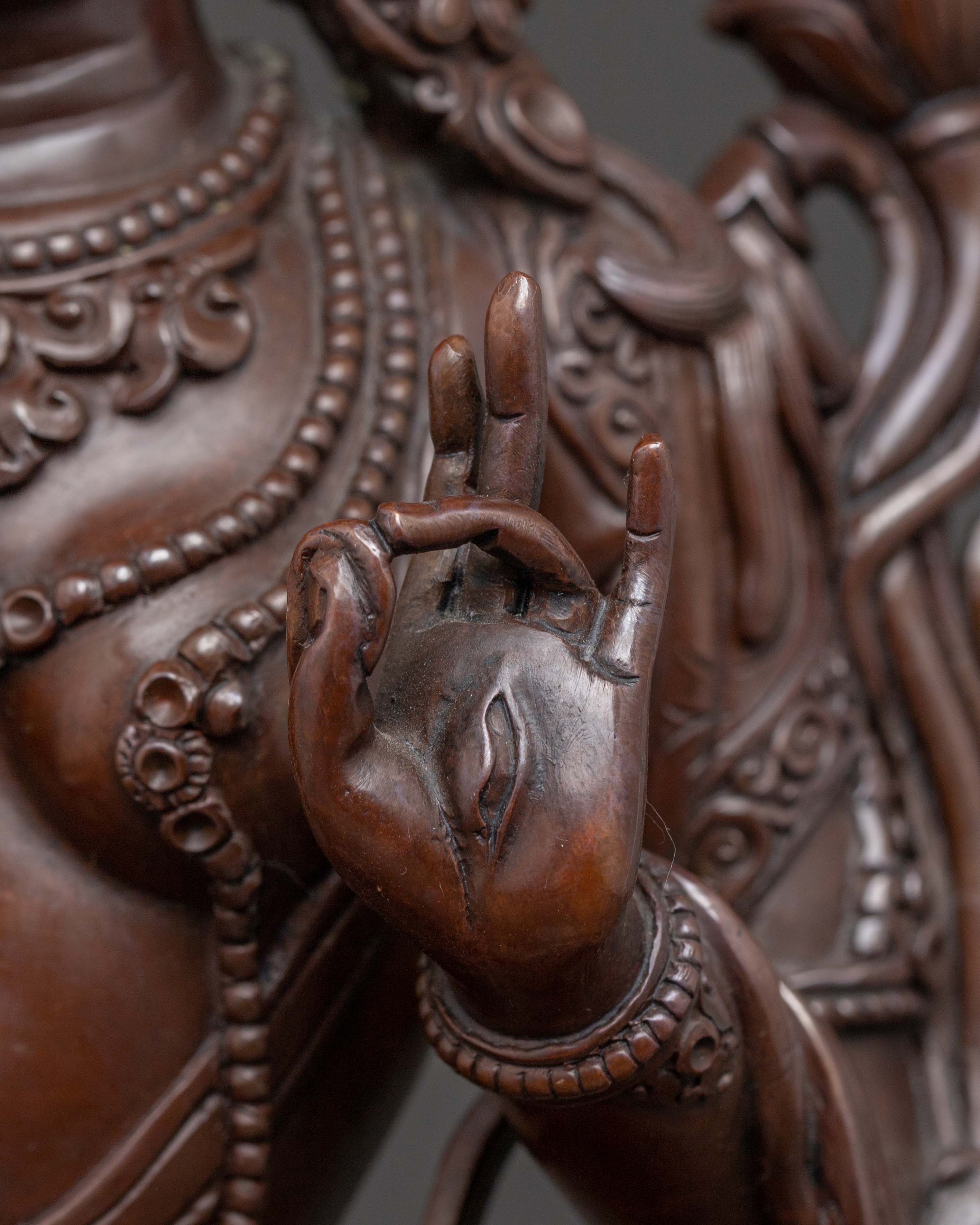 Handcrafted Oxidized Copper Sita Tara Statue | Traditional Himalayan Art