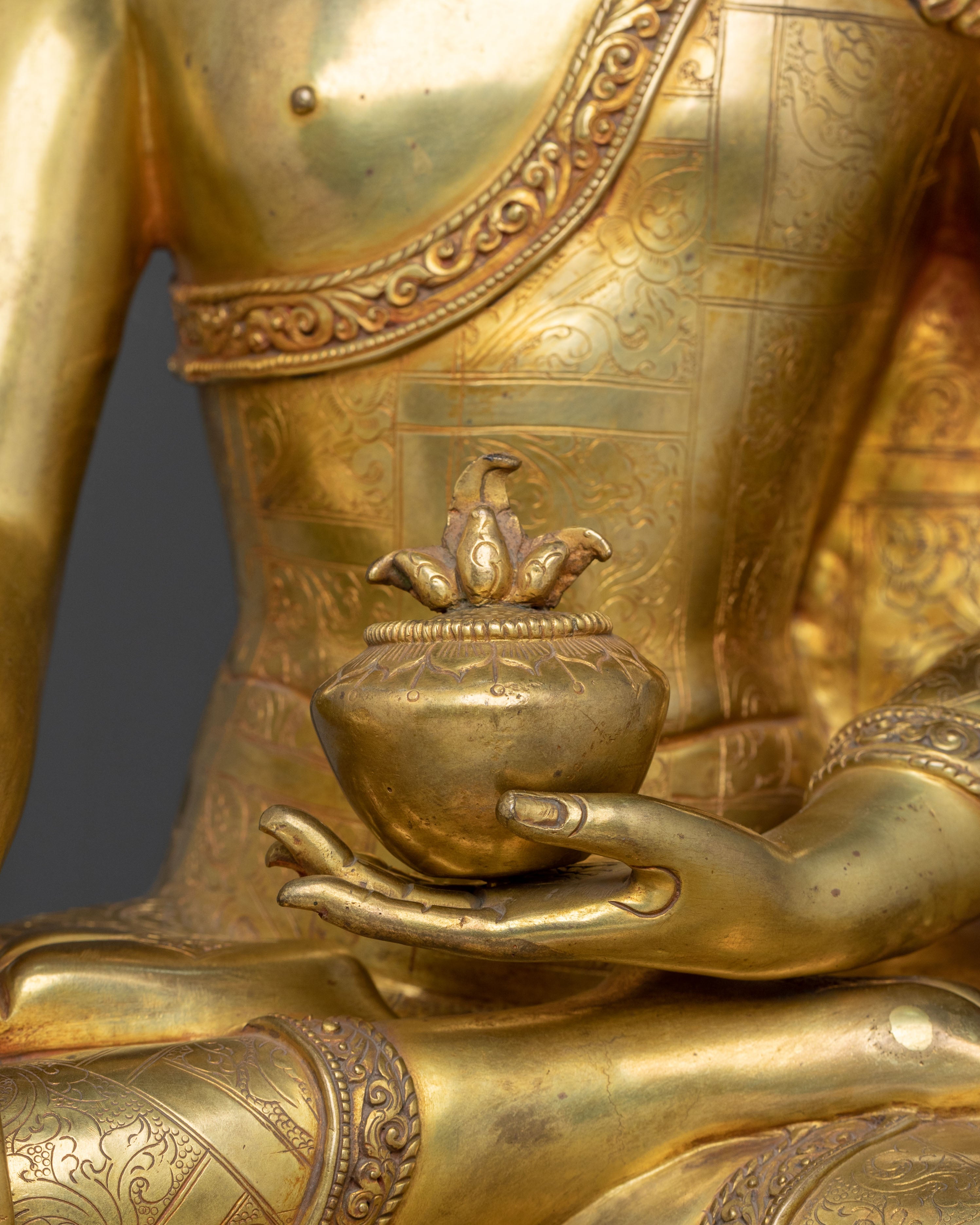 Tibetan Medicine Buddha Buddhist Statue | 24K Gold Gilded