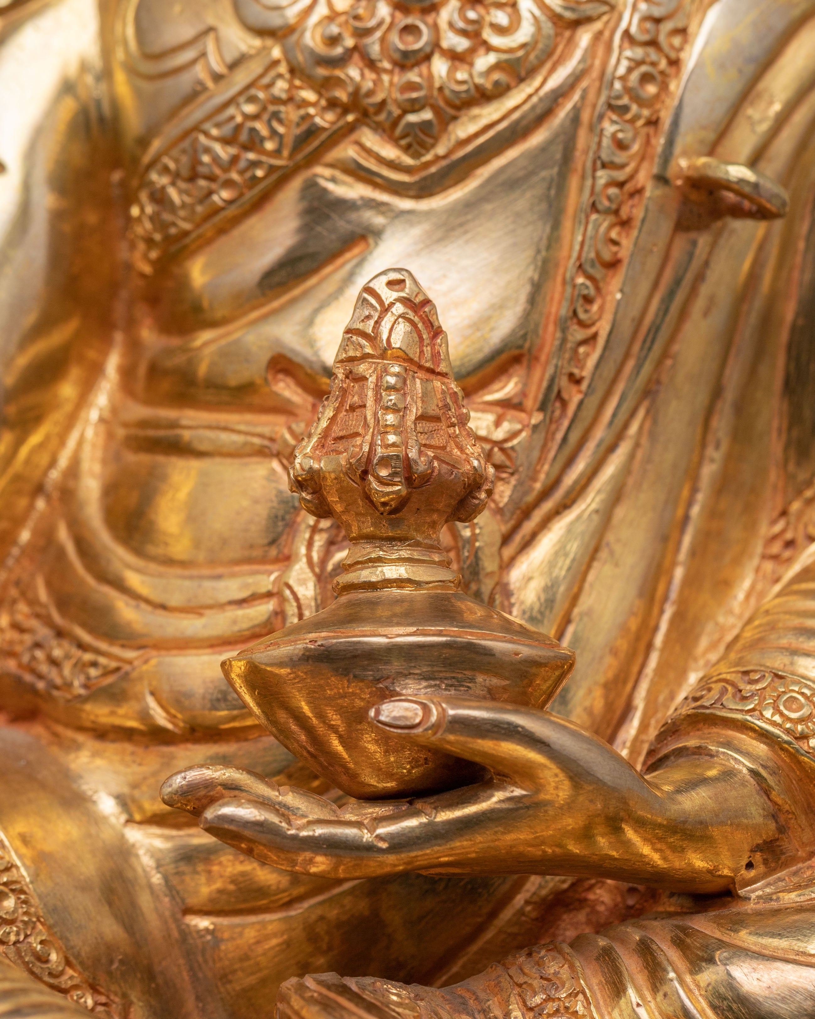 Guru Rinpoche Statue | 24K Gold Gilded Figure
