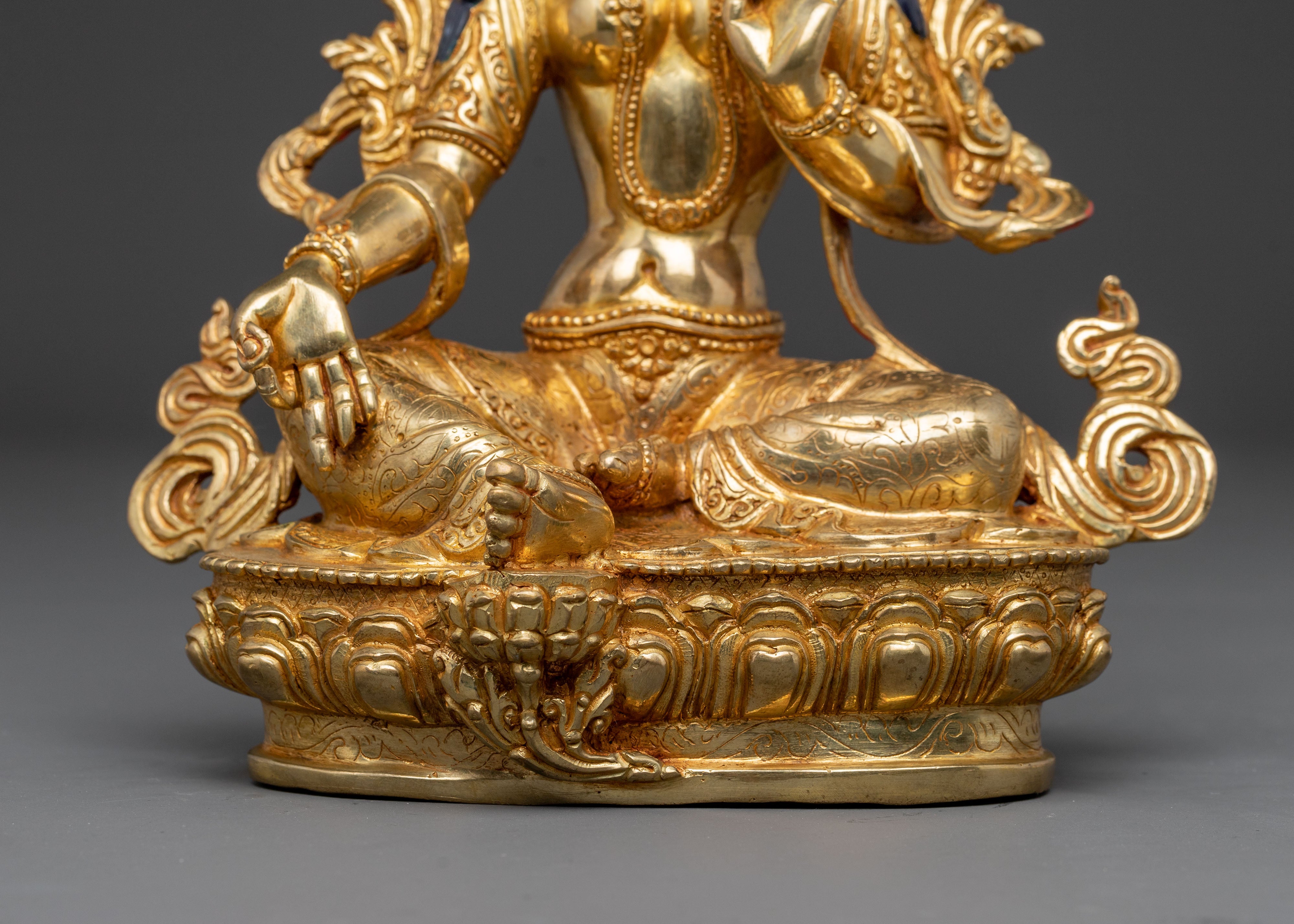 Mother Green Tara Copper Handmade Sculpture | Traditional Buddhist Art