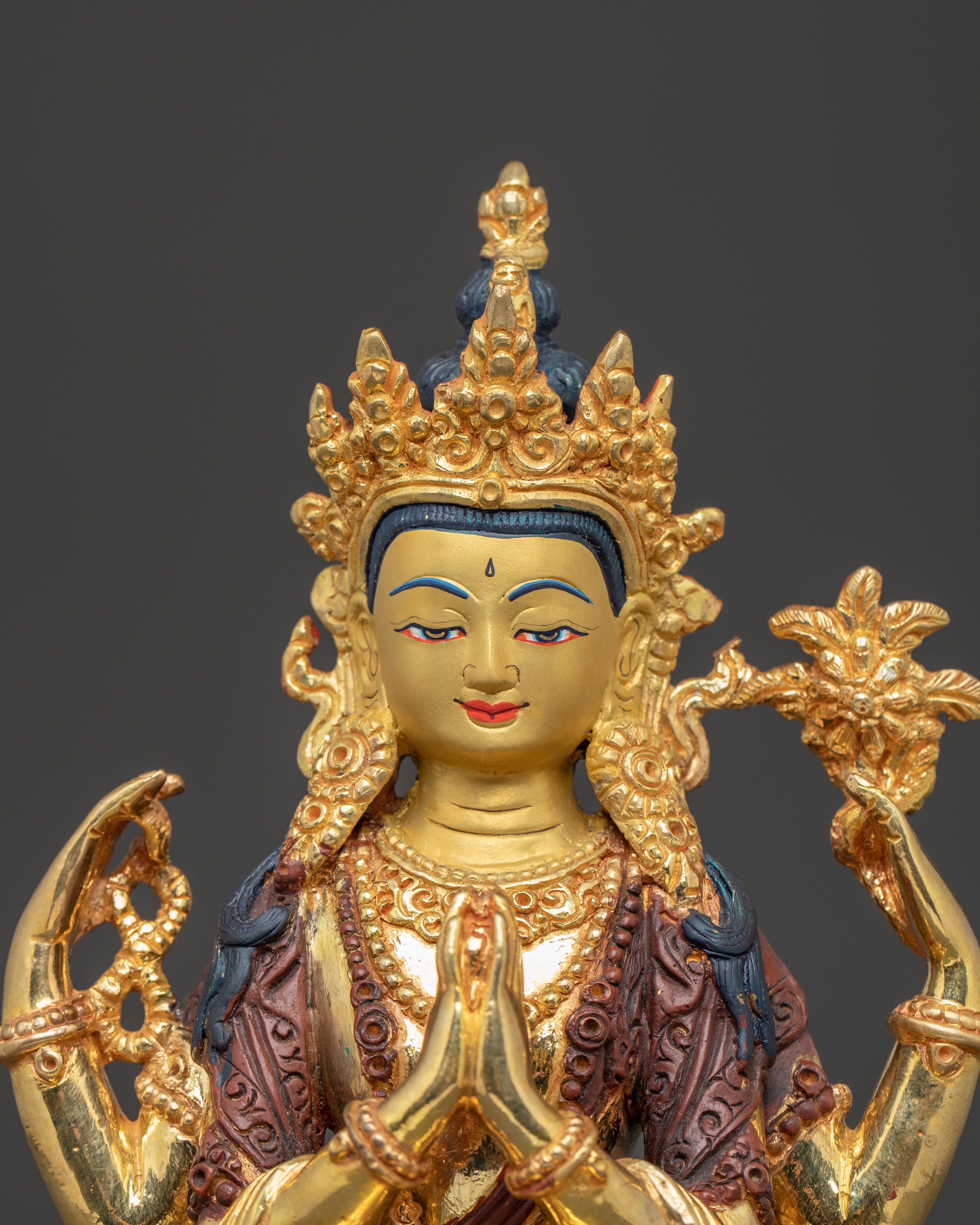 Handcrafted Copper Statue of Chenrezig Bodhisattva | Avalokiteshvara Figurine