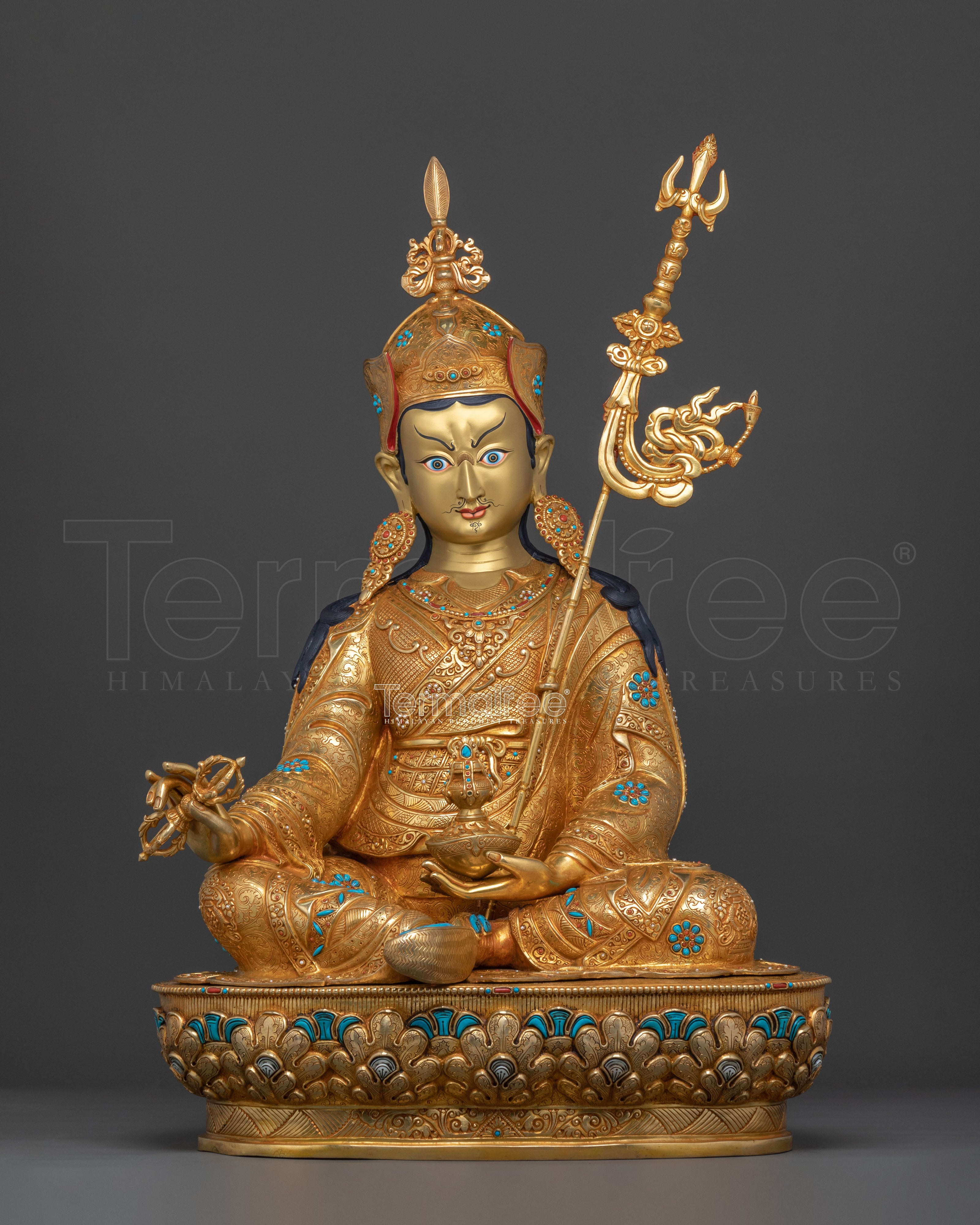 Guru Rinpoche 24k Gold Gilded Statue