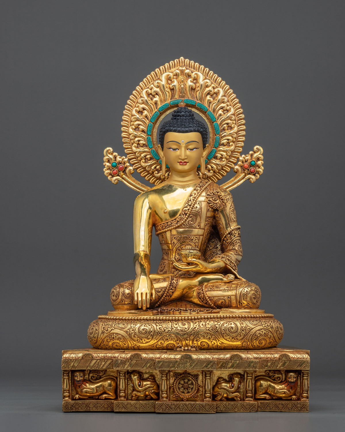 Three Buddha Golden Statue Set | Buddhist Sculpture Collection