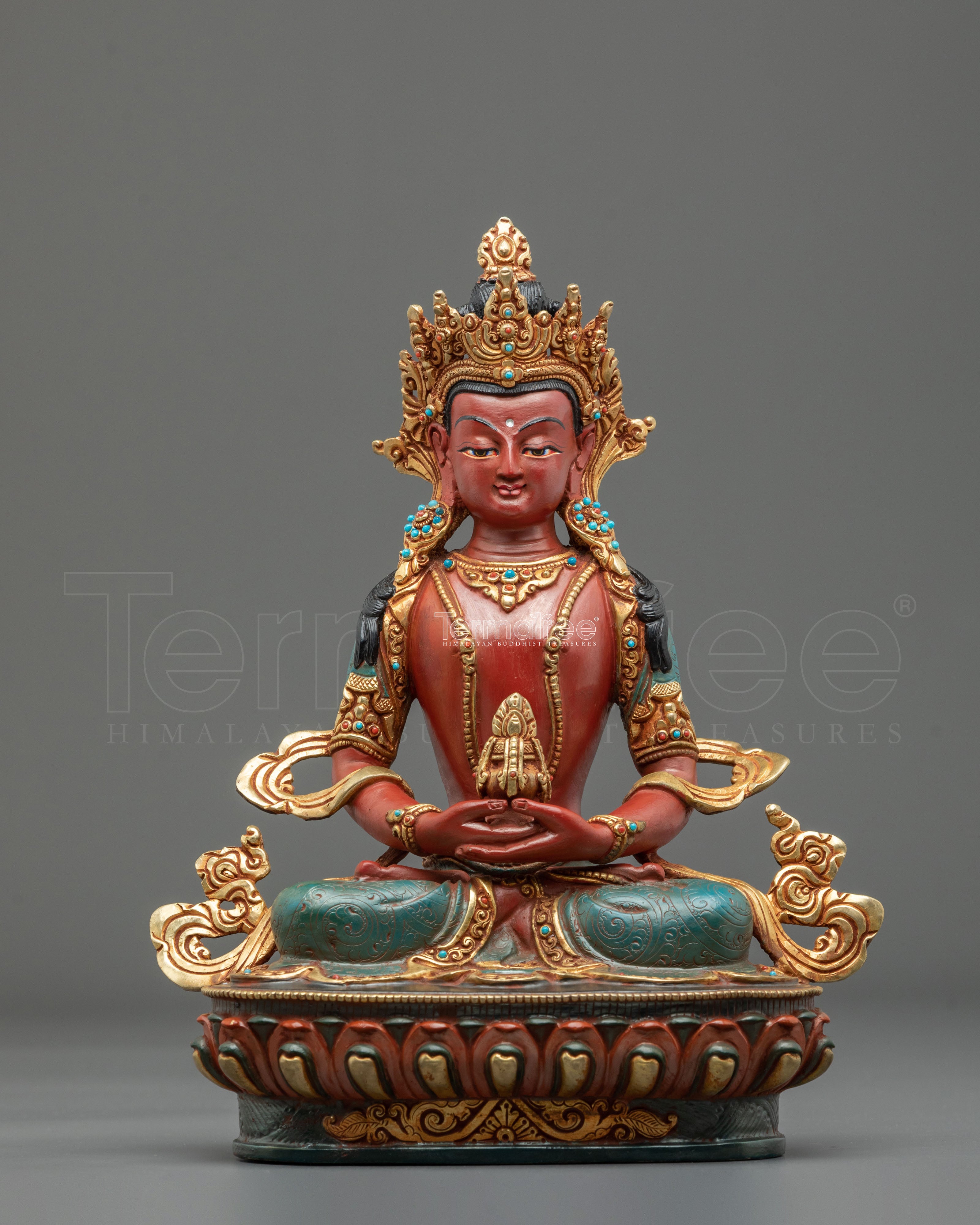 24K Gold Gilded Copper Amitayus Statue | Buddha of Longevity