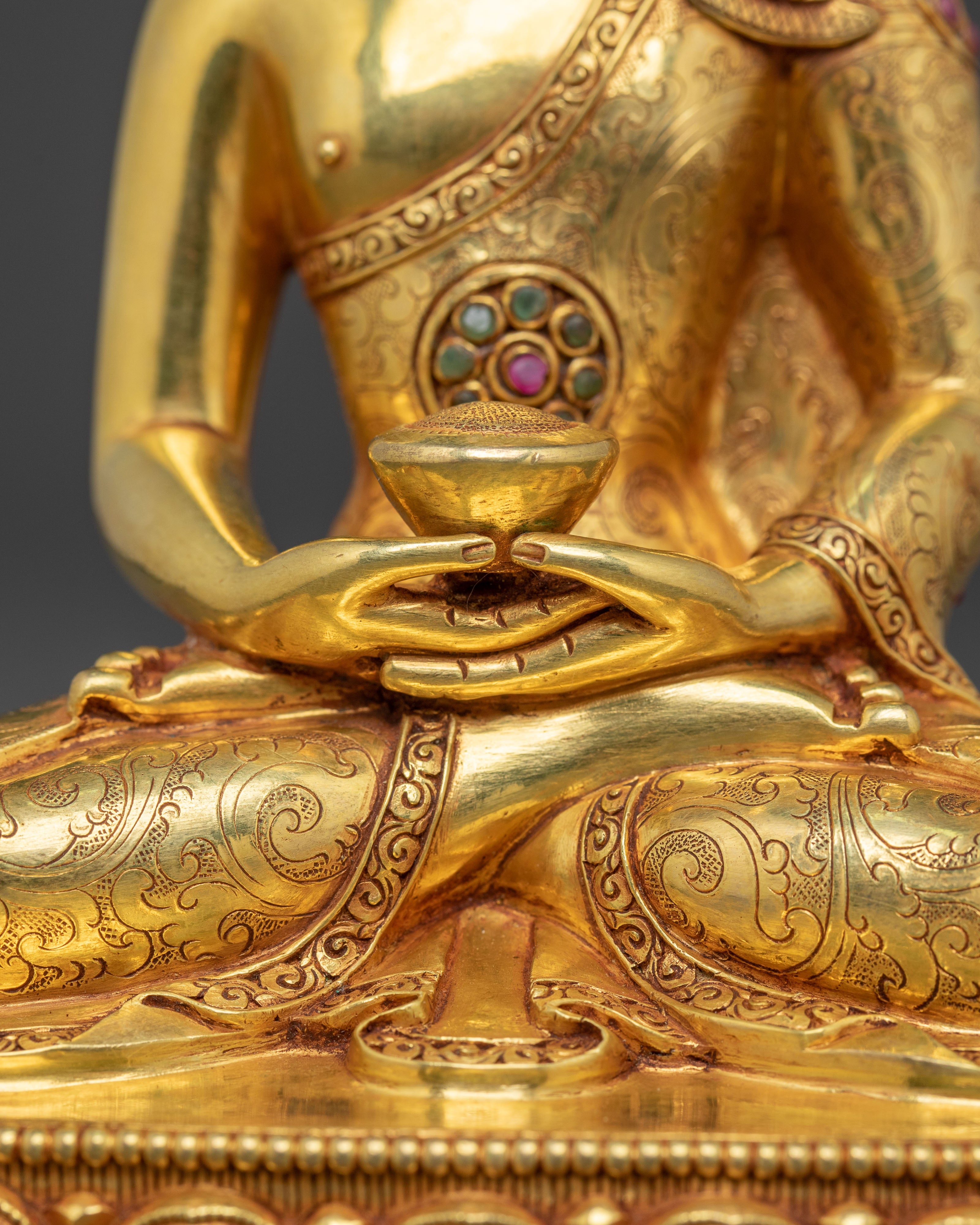 Three Buddhas Sacred Statue Set | Handcrafted 24K Gold Gilded Buddhist Sculptures