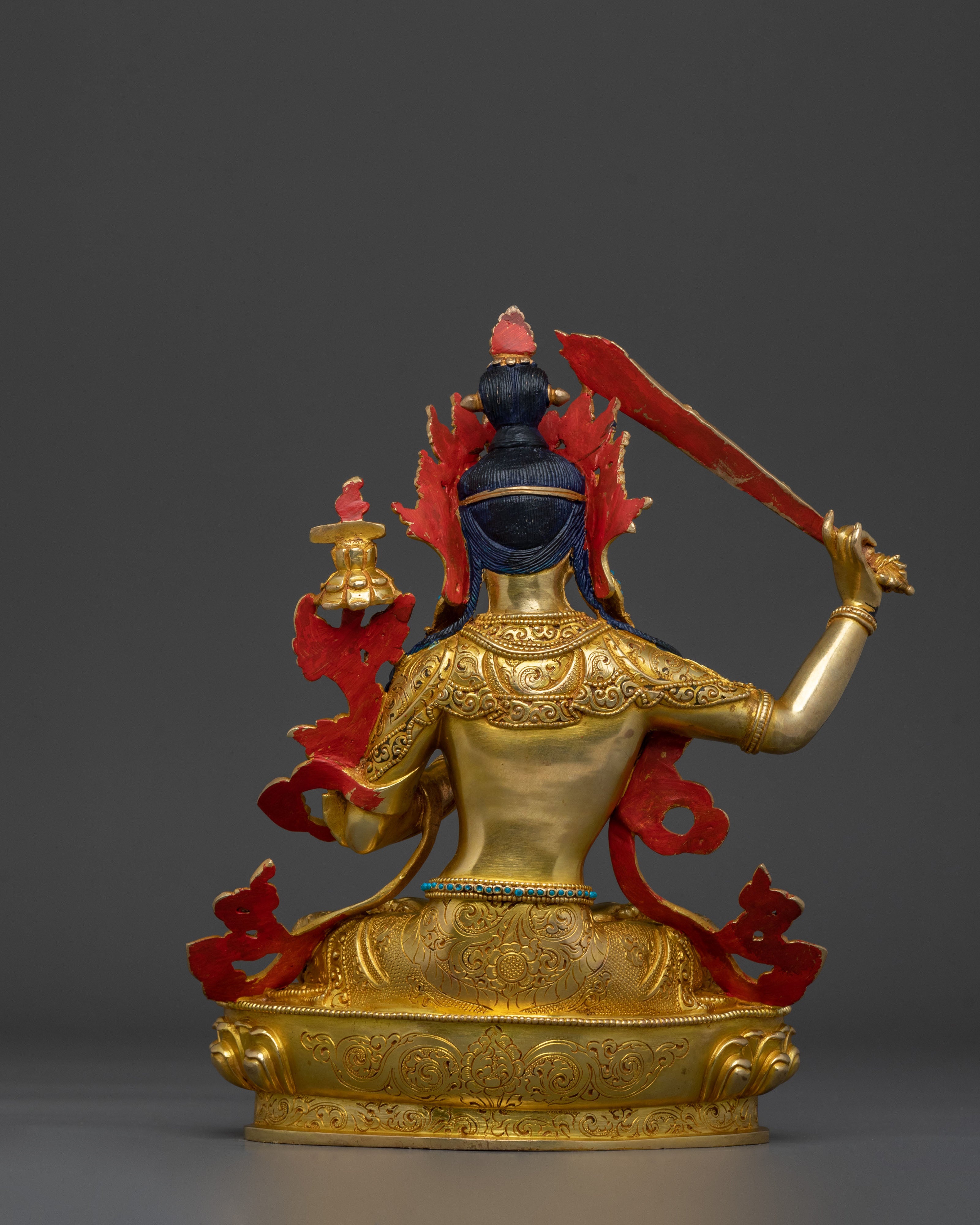 Manjushri Sword of Wisdom Handmade Sculpture | 24K Gold Gilded