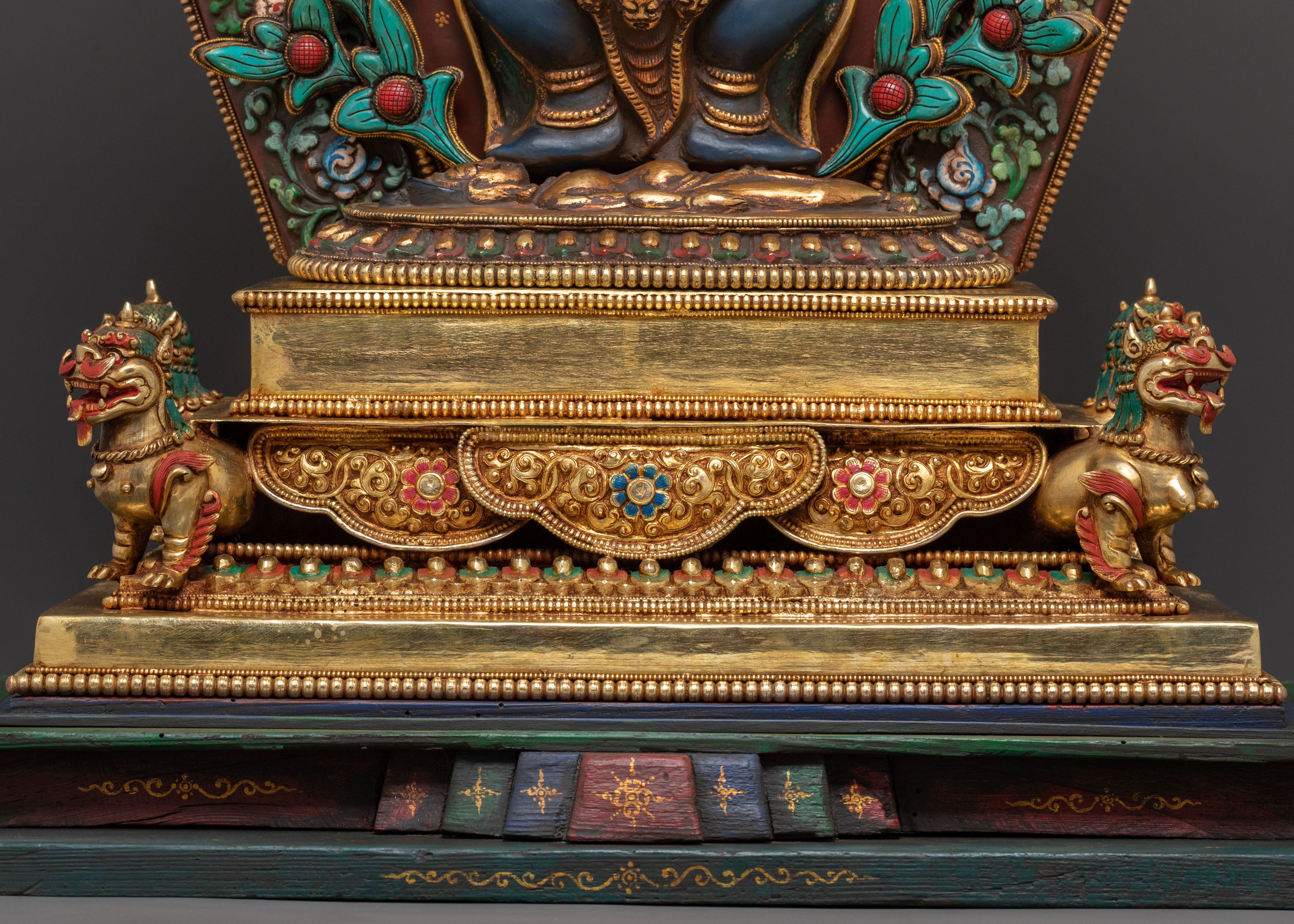 Shakya Mahakala Sacred Statue: 24K Gold Gilded Statue