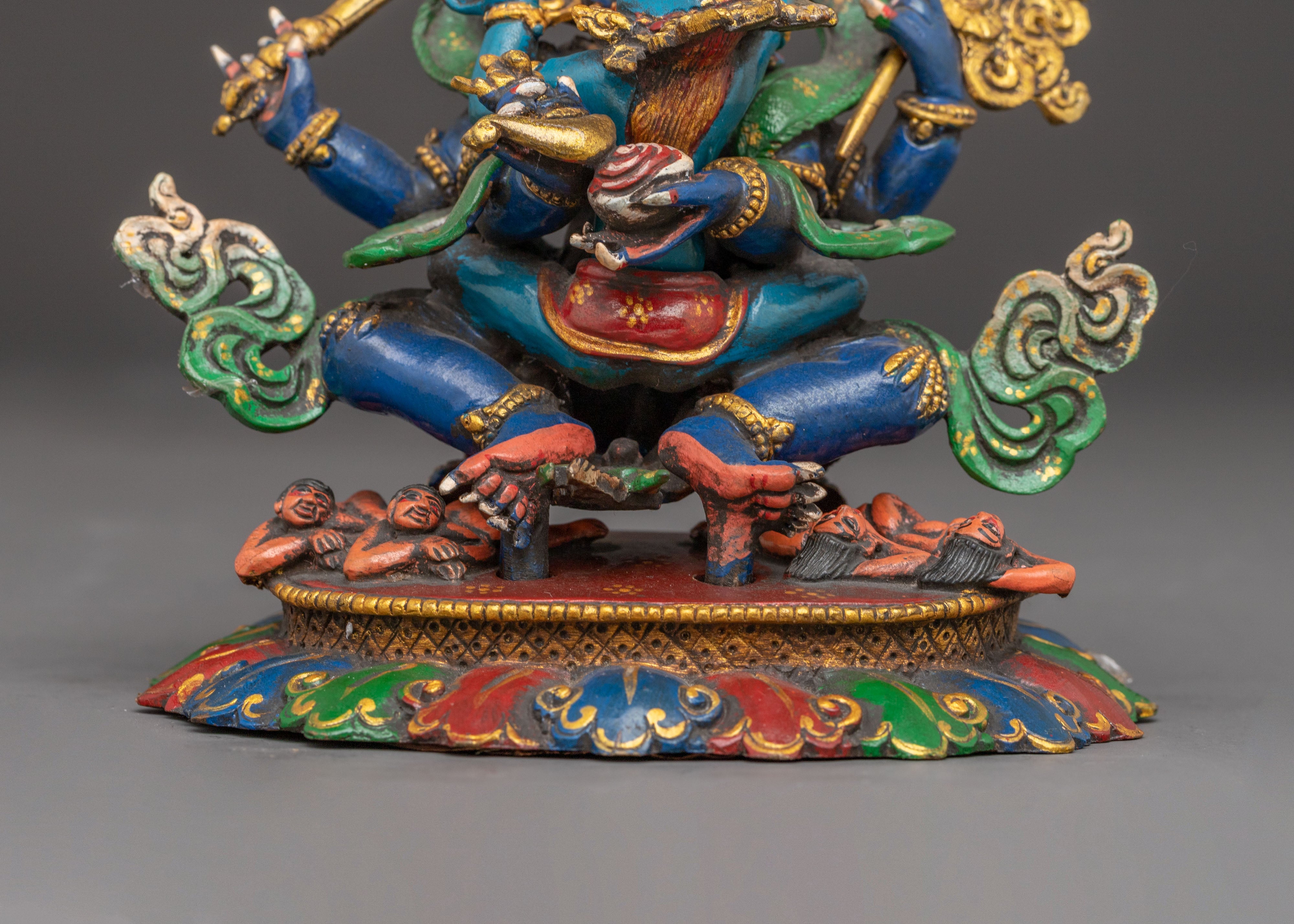 Four-Armed Mahakala Copper Statue | Protector of the Dharma