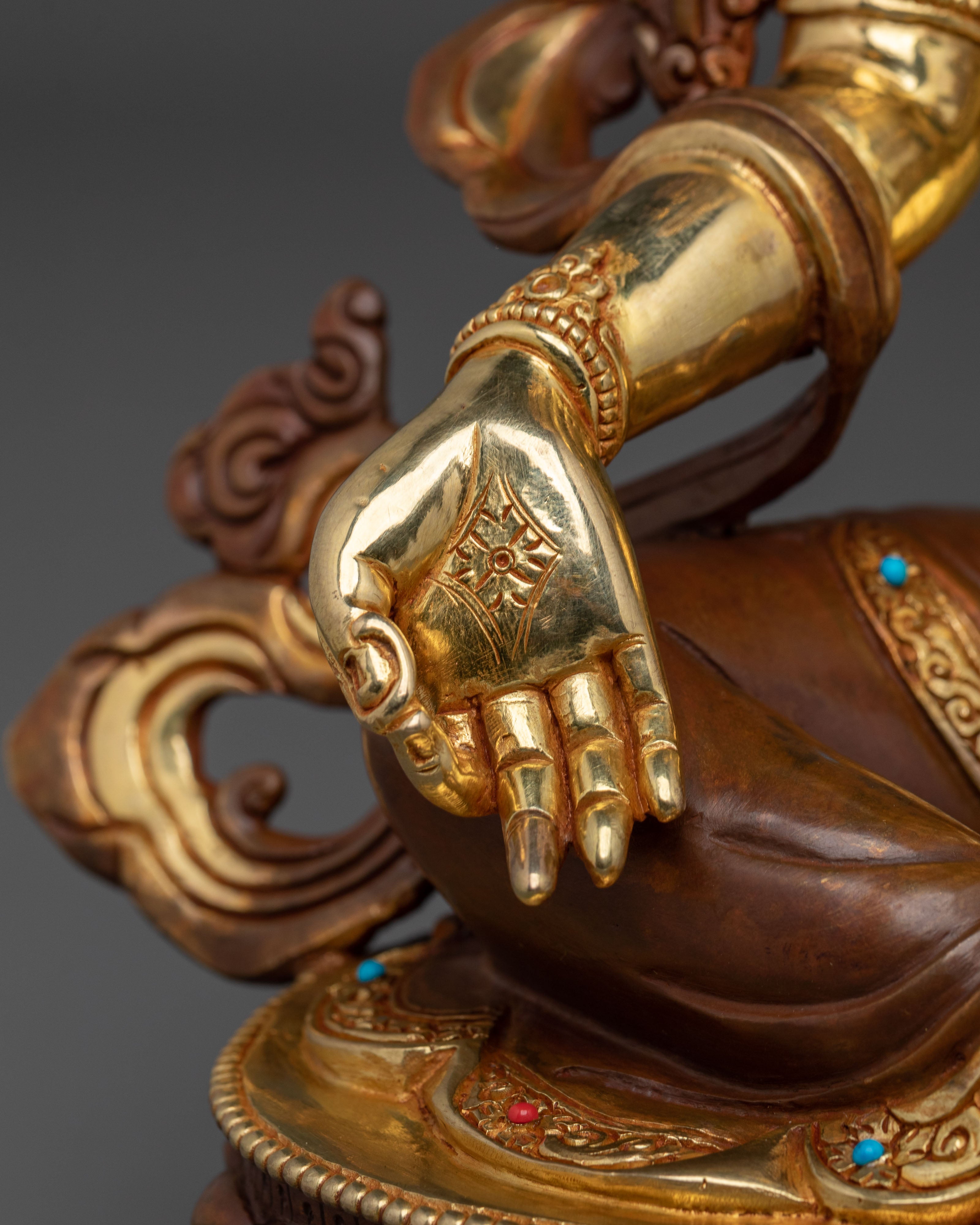 Compassion Statue of Green Tara | 24K Gold Gilded Sculpture