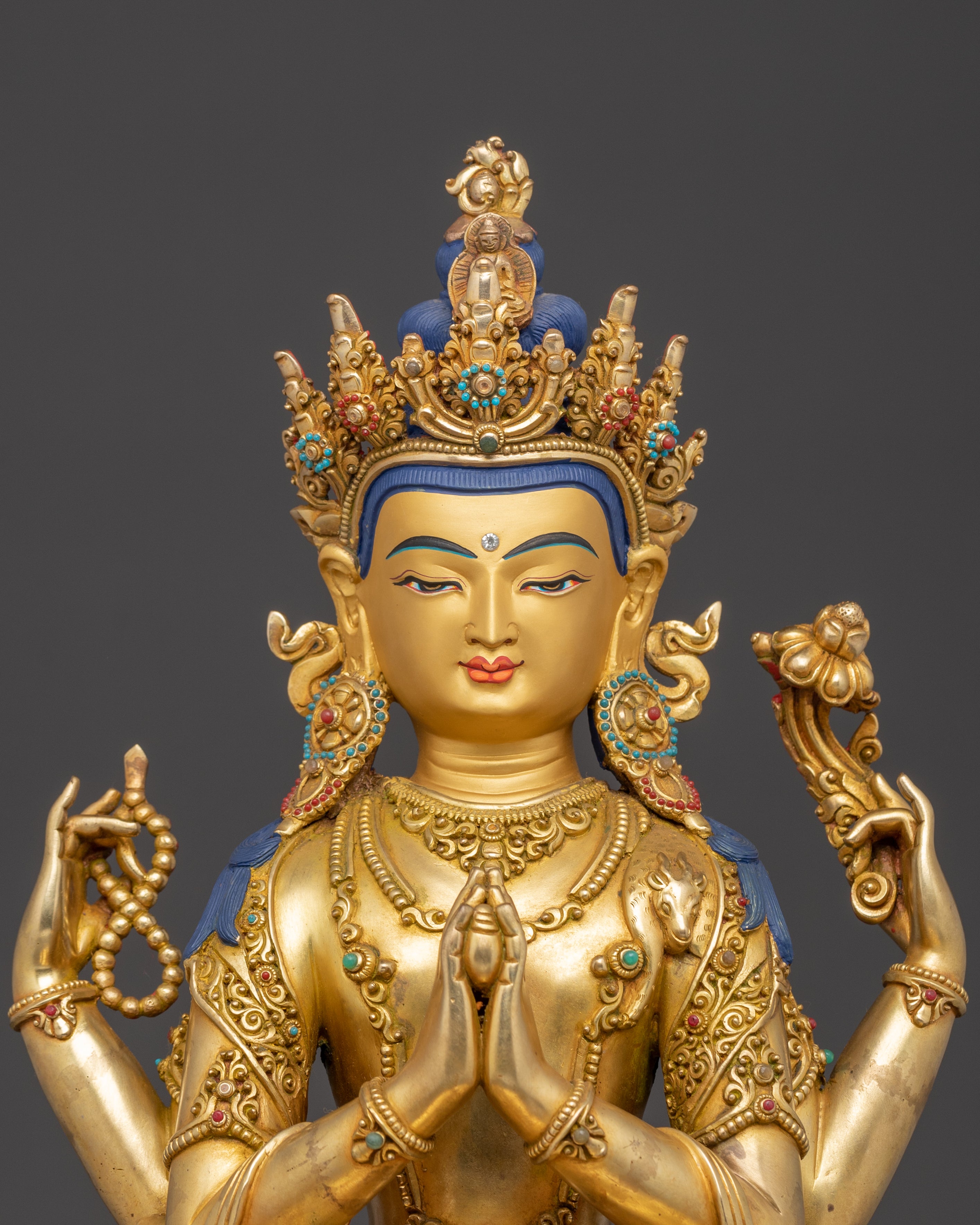 Himalayan Handcrafted Sculpture of Bodhisattva Chenrezig