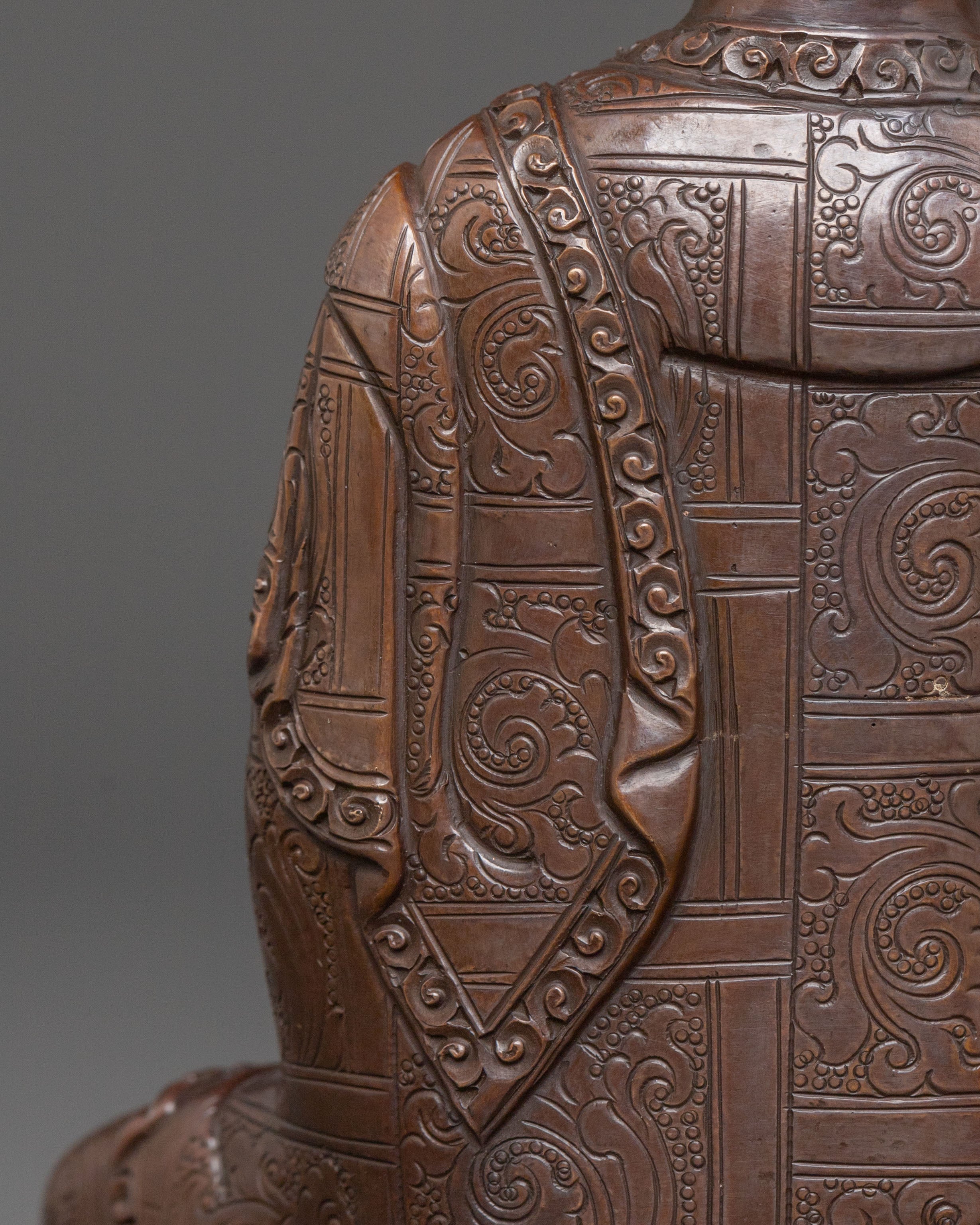 Shakyamuni Buddha: Serene Oxidized Copper Statue