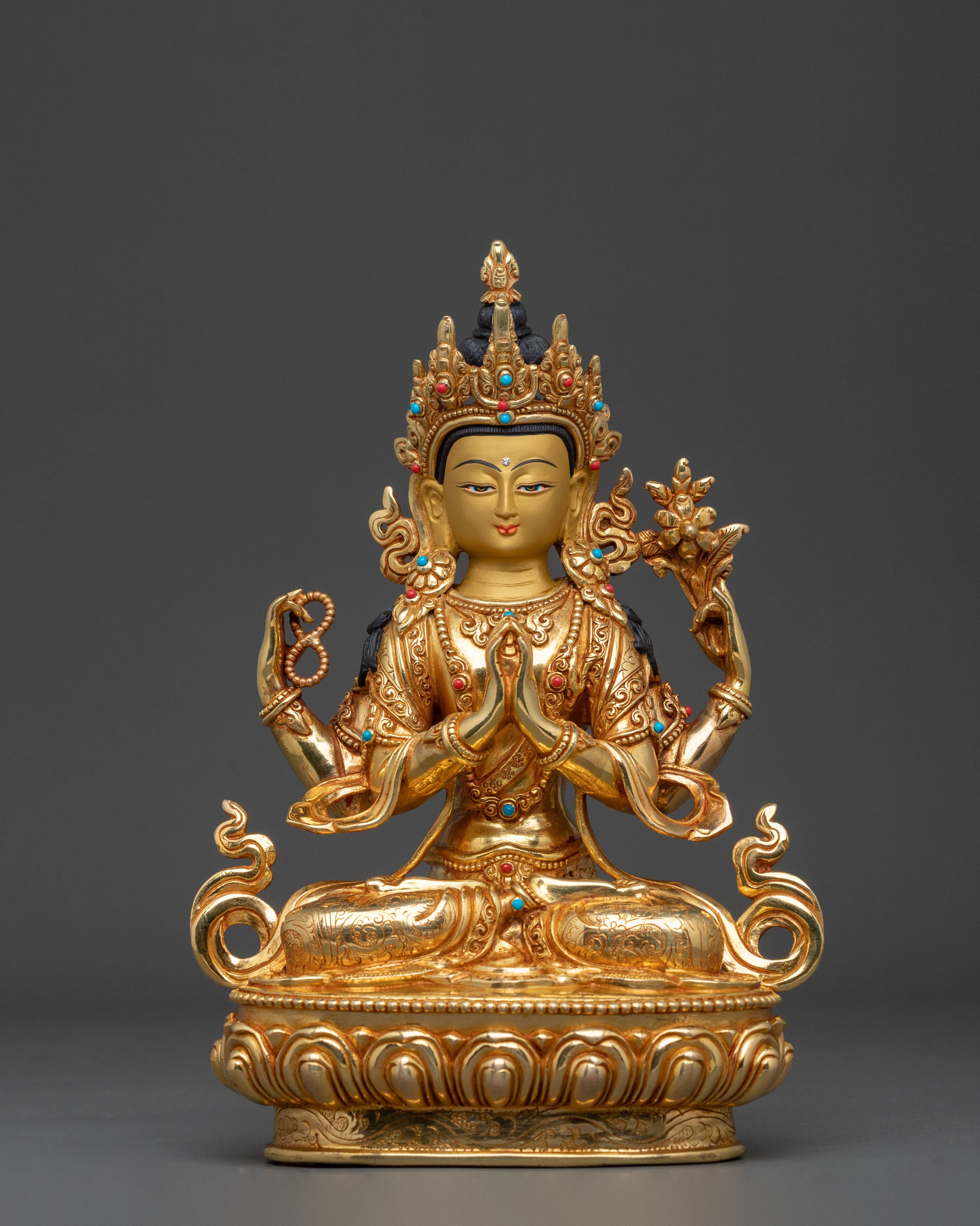 Four Armed Chenrezig Divine Sculpture | Made in Nepal
