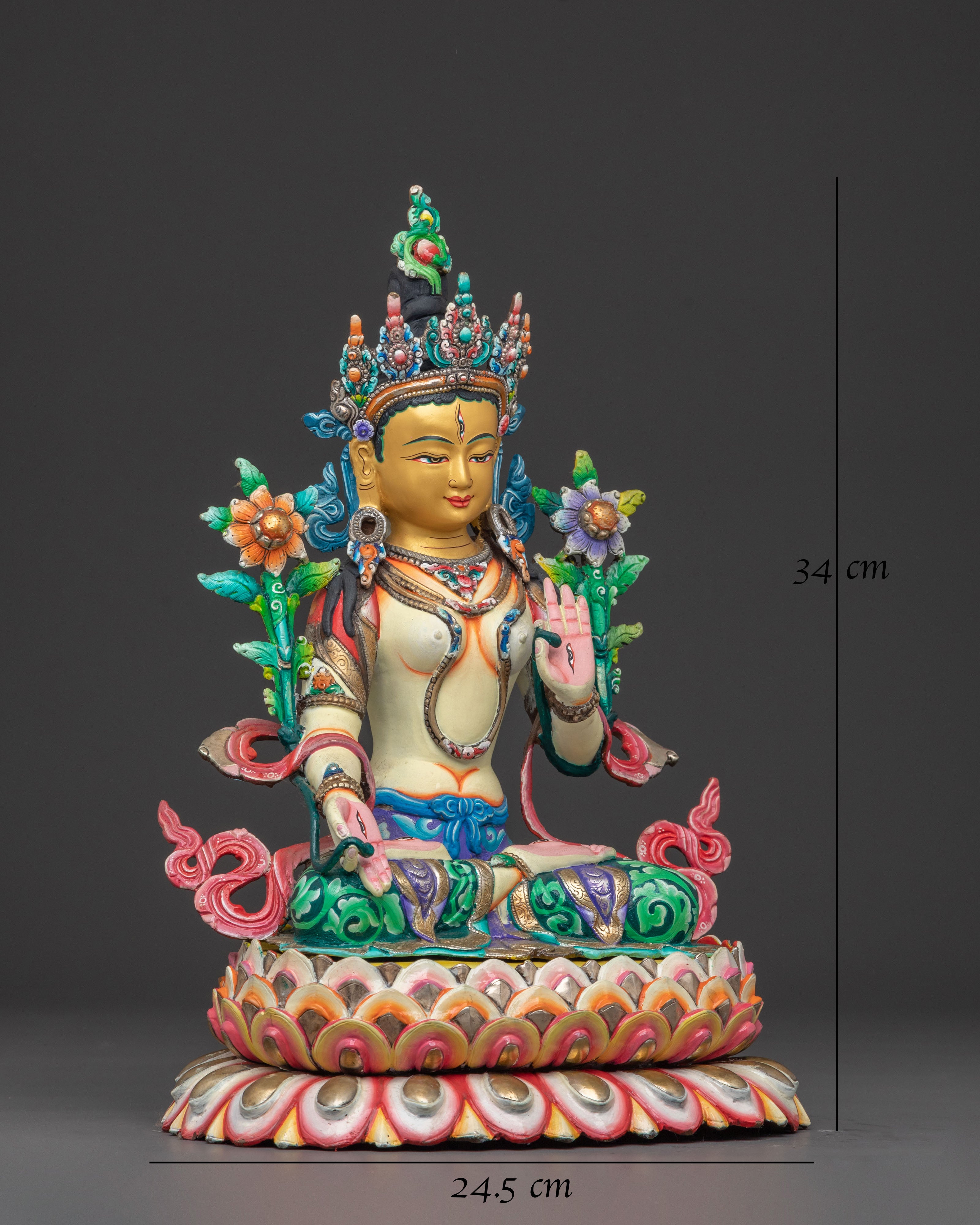 Healing Grace White Tara Statue – Gilded Copper Serenity