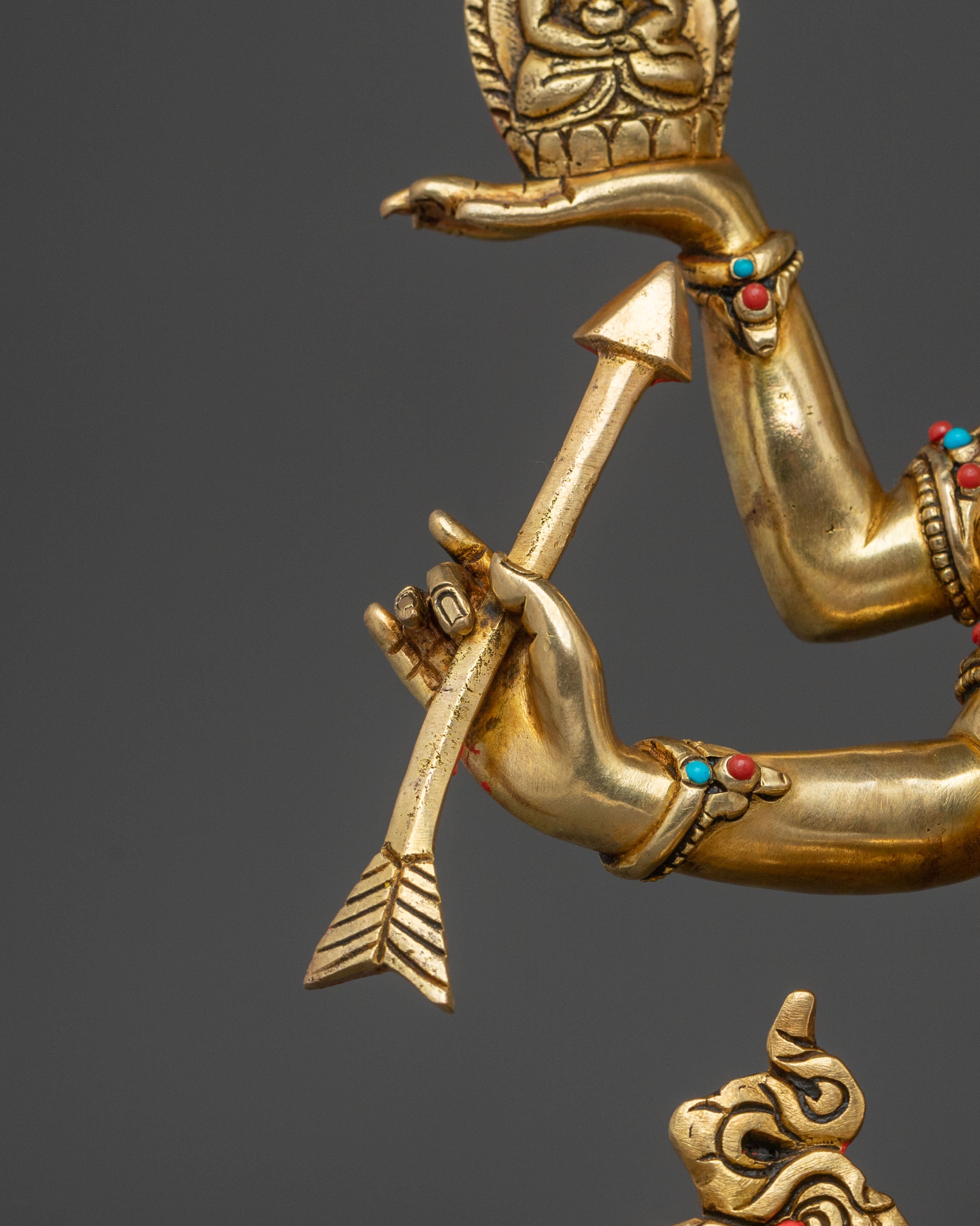 Namgyalma Fire Gold Gilded Statue | Buddhist Longevity Deity Sculpture