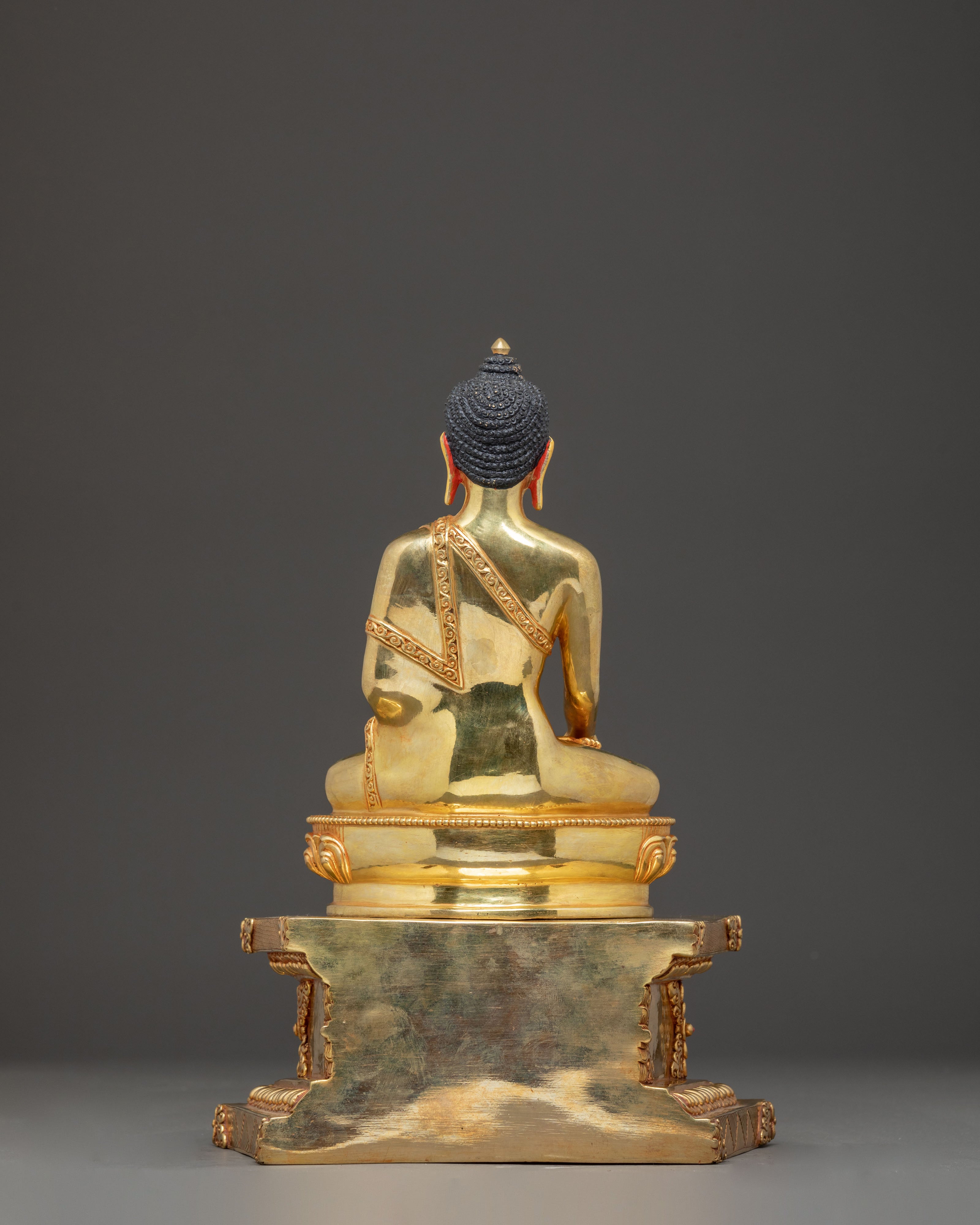 Handcrafted Sacred Statue of Shakyamuni Buddha on Throne | Peaceful Deity