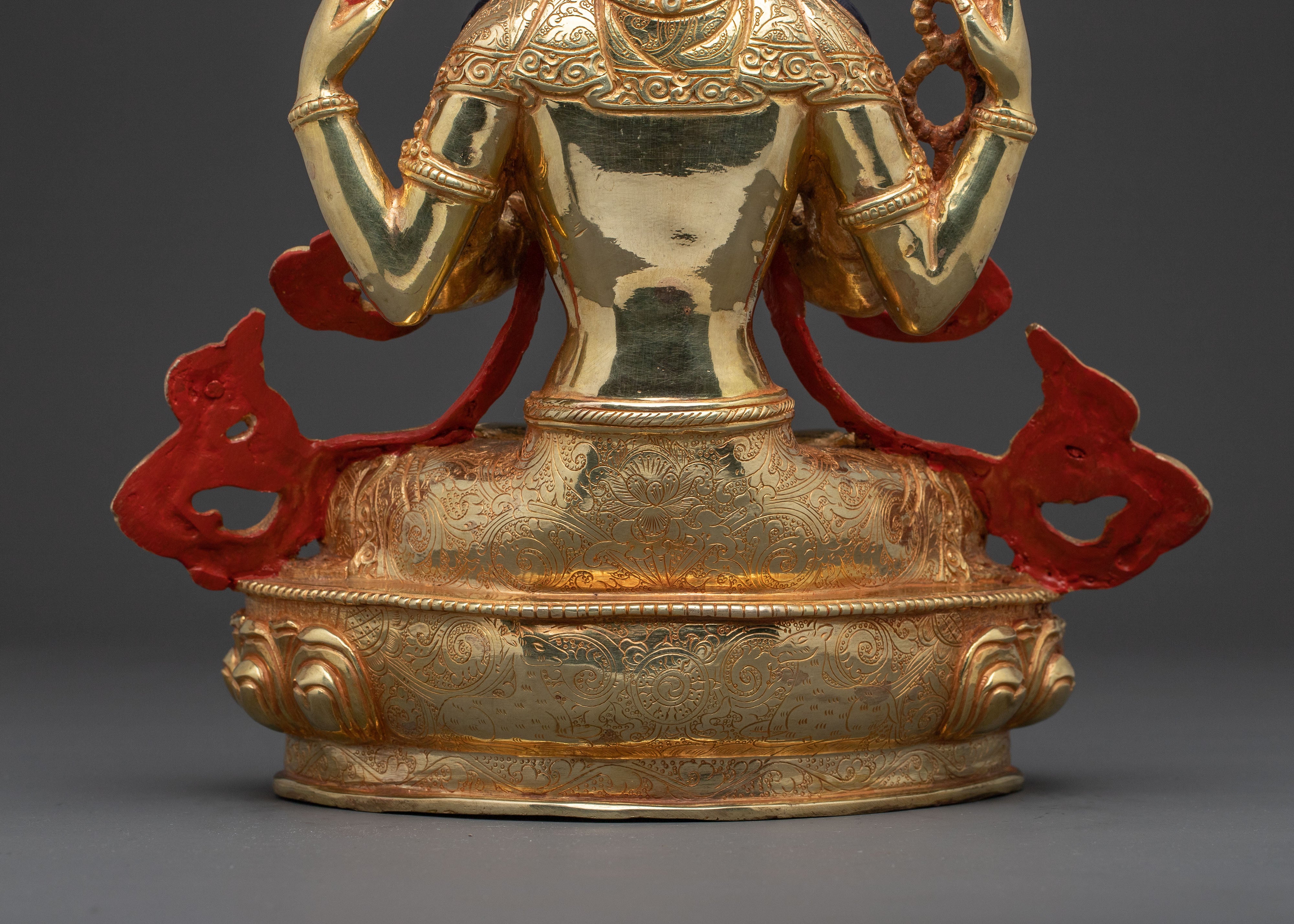24k Gold Gilded Chenrezig Spiritual Statue – Divine Craftsmanship