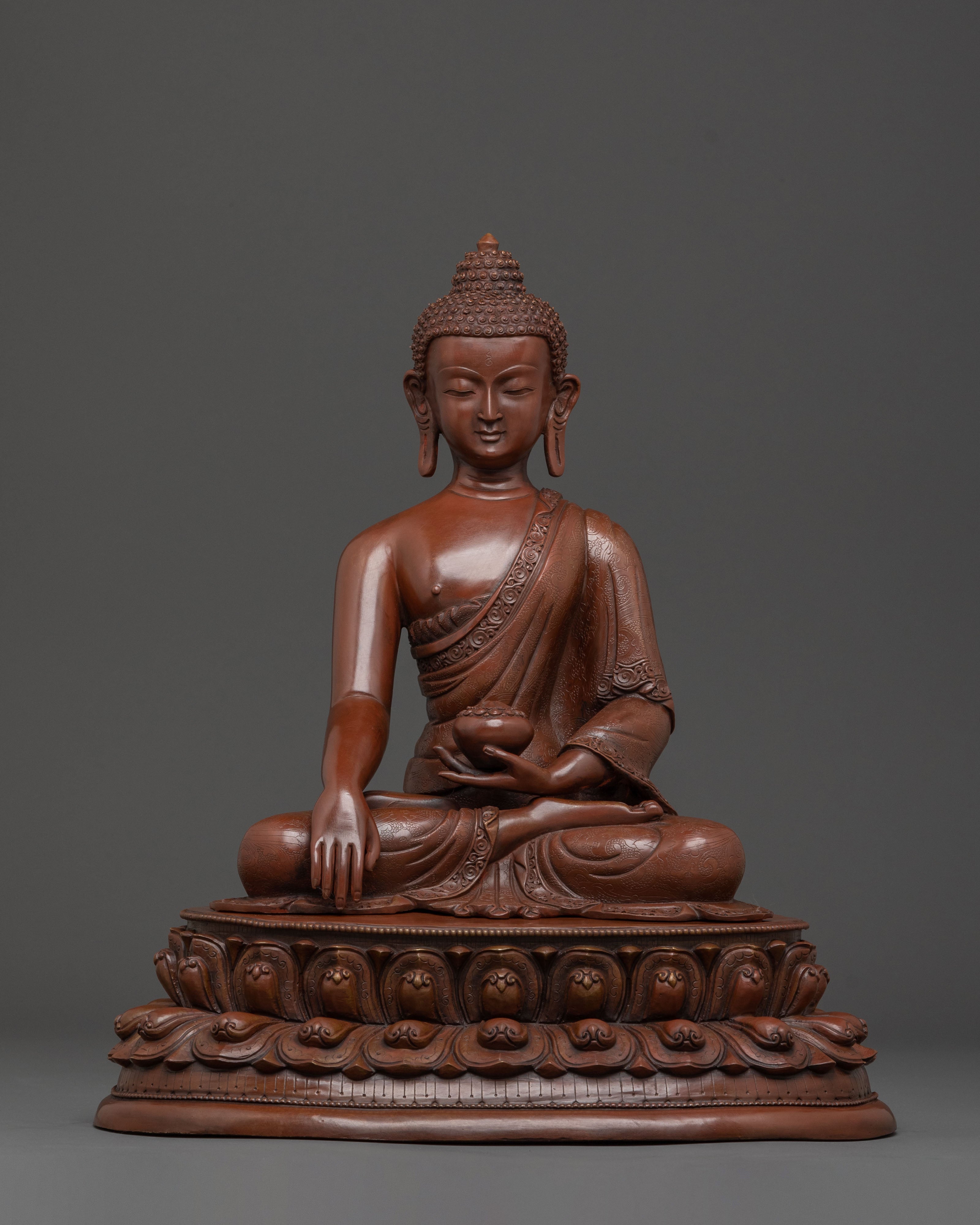 Shakyamuni Buddha Oxidized Copper Statue | Altar Decor