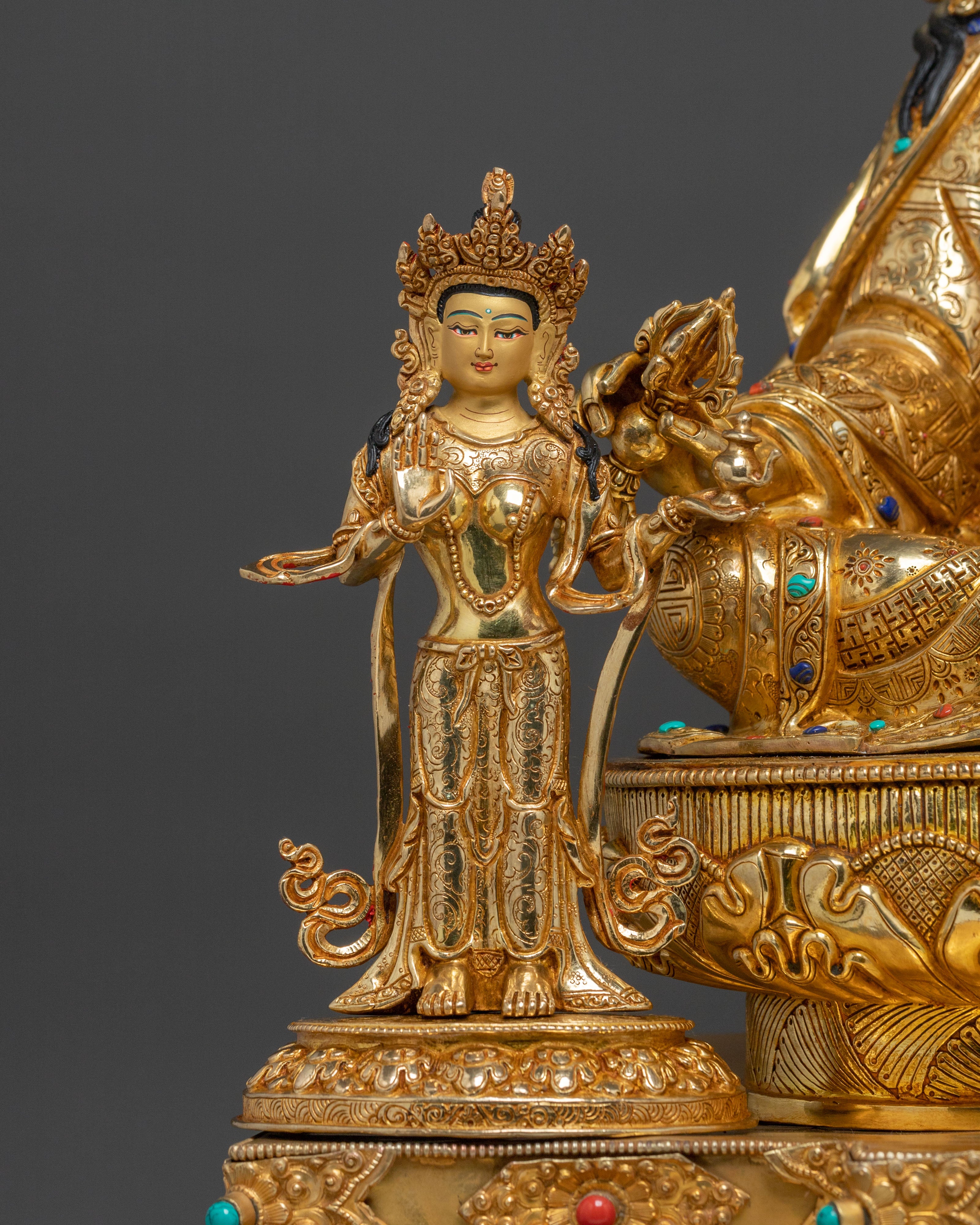 Guru Rinpoche Statue on Throne | Buddhist Master