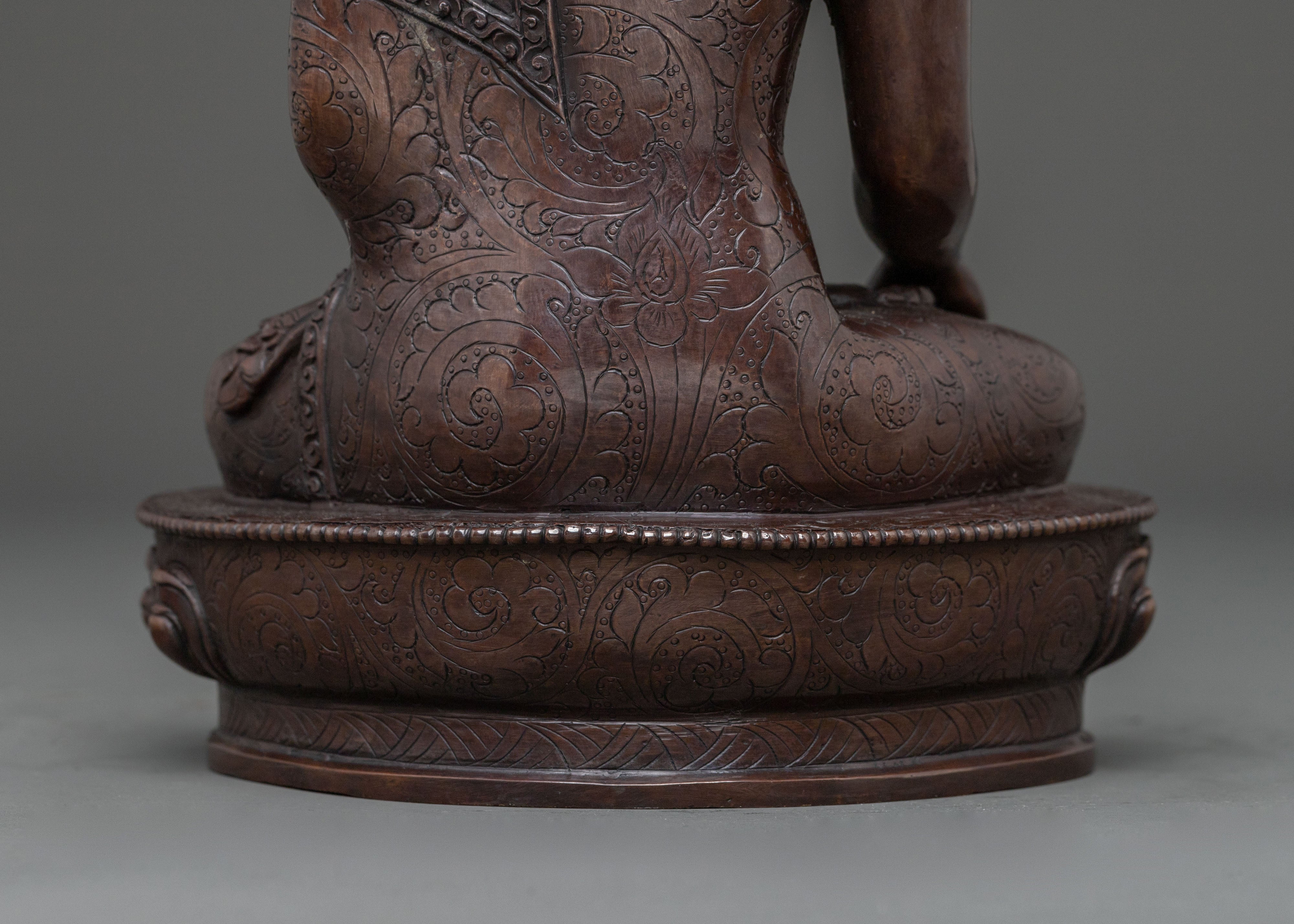 Gautama Buddha Meditation Altar Statue in Oxidized Copper