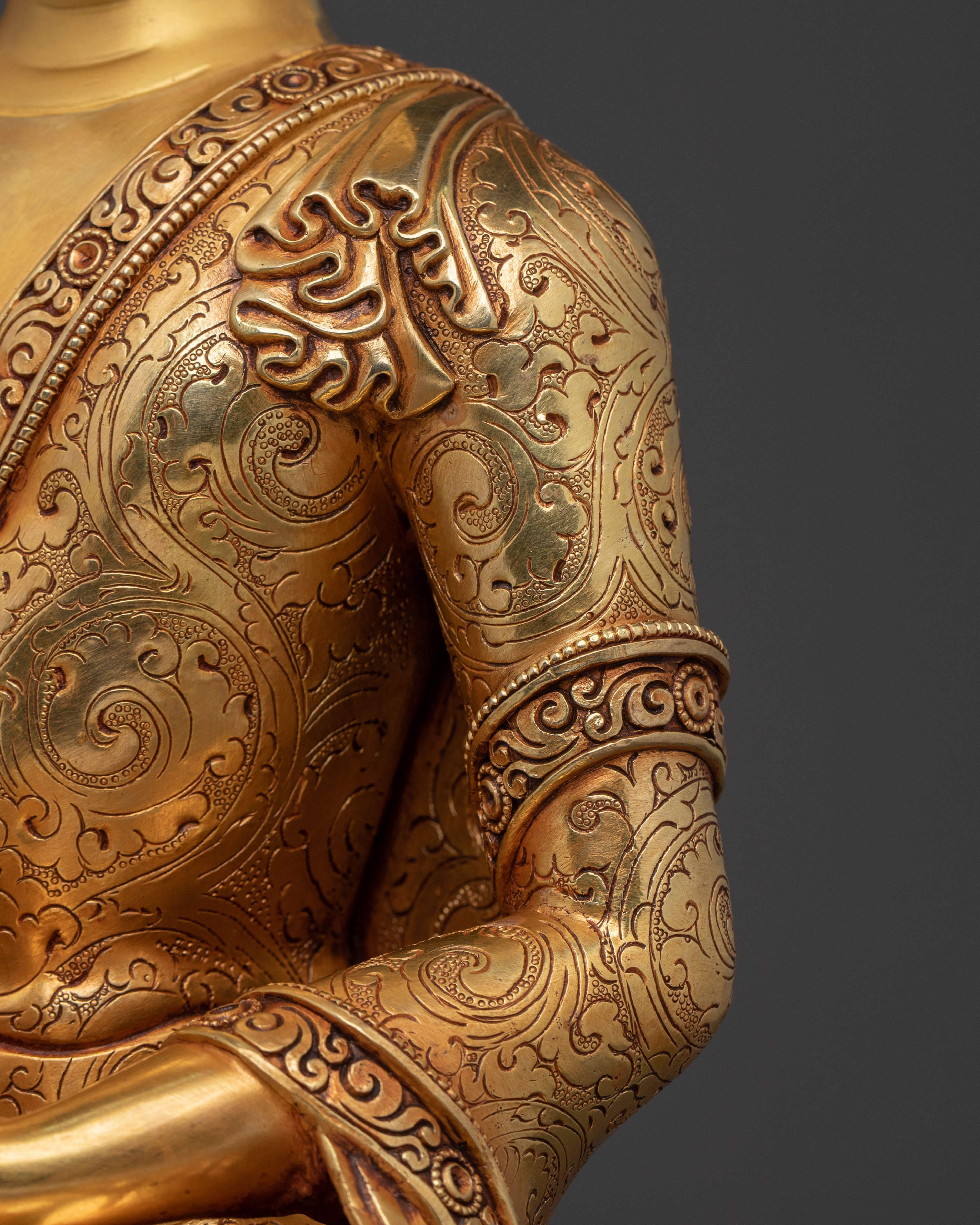 Shakyamuni Buddha Statue | Handcrafted 24K Gold Gilded Sculpture