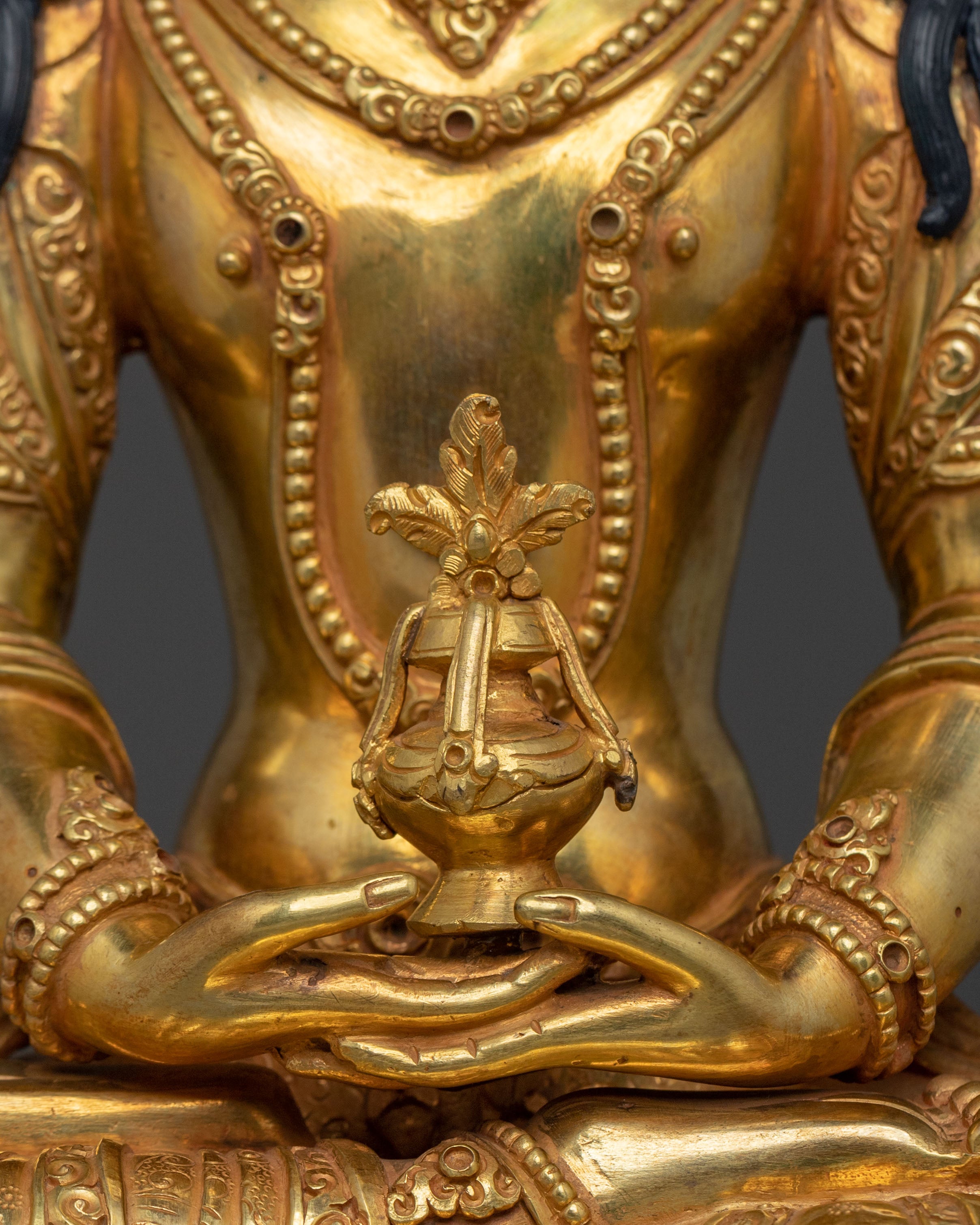 A Radiant Handmade Namgyalma Statue Set | 24K Gold Glided