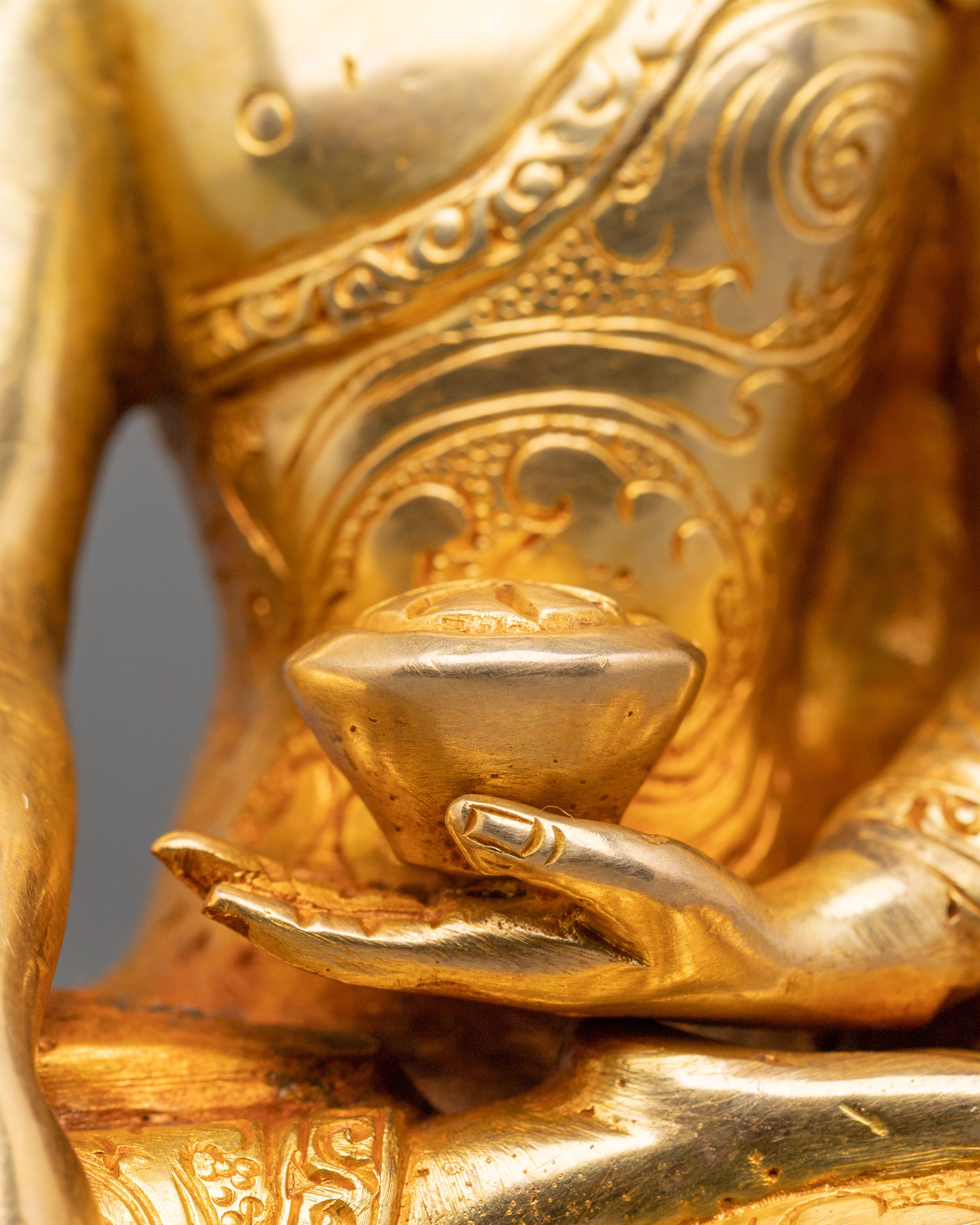 Shakyamuni Buddha Sculpture | 24K Gold Gilded