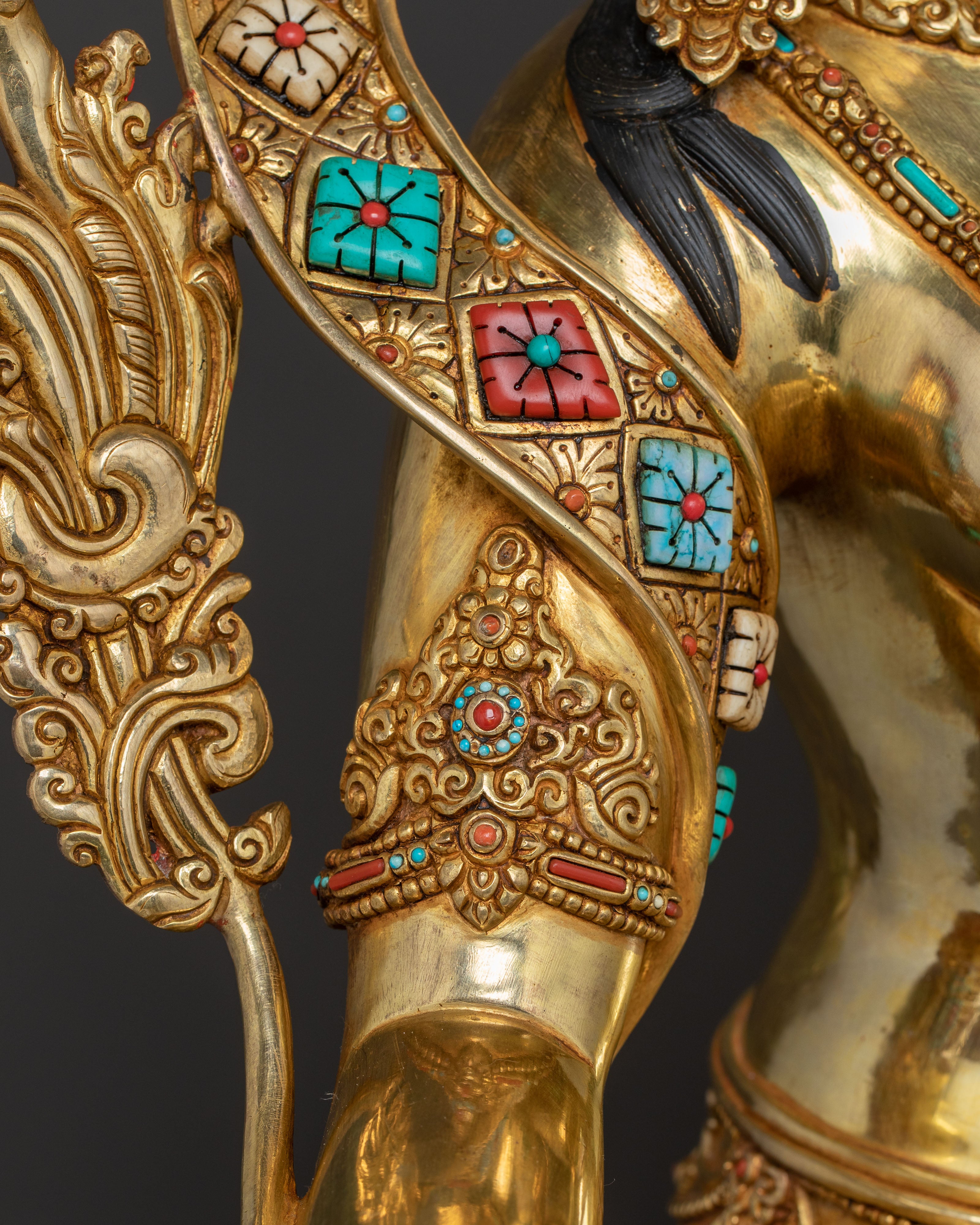 Life Size Green Tara Statue - 24K Gold Gilded