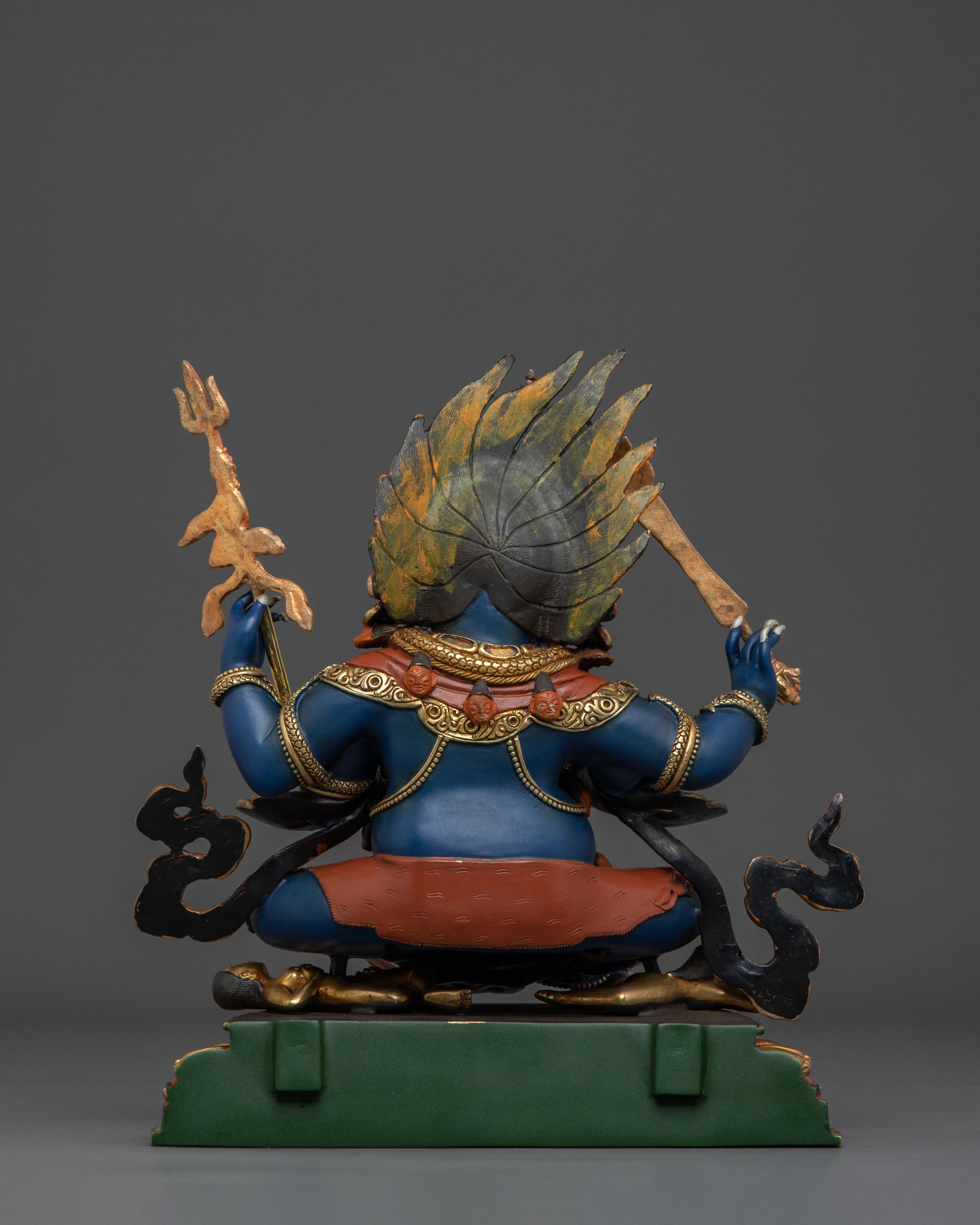 Handcrafted Four Armed Mahakala Statue | Himalayan Buddhist Protector