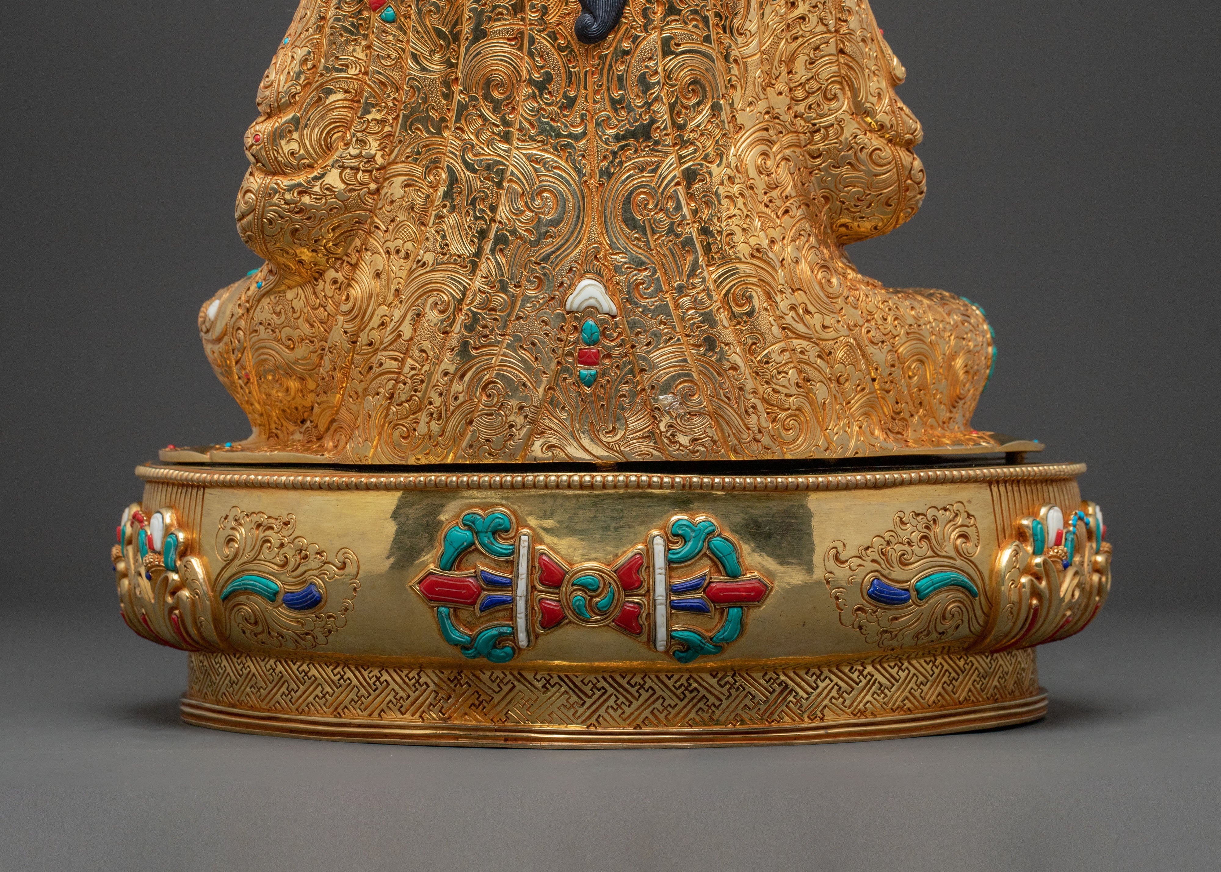Guru Norla Statue | 24K Gold Gilded Buddhist Master