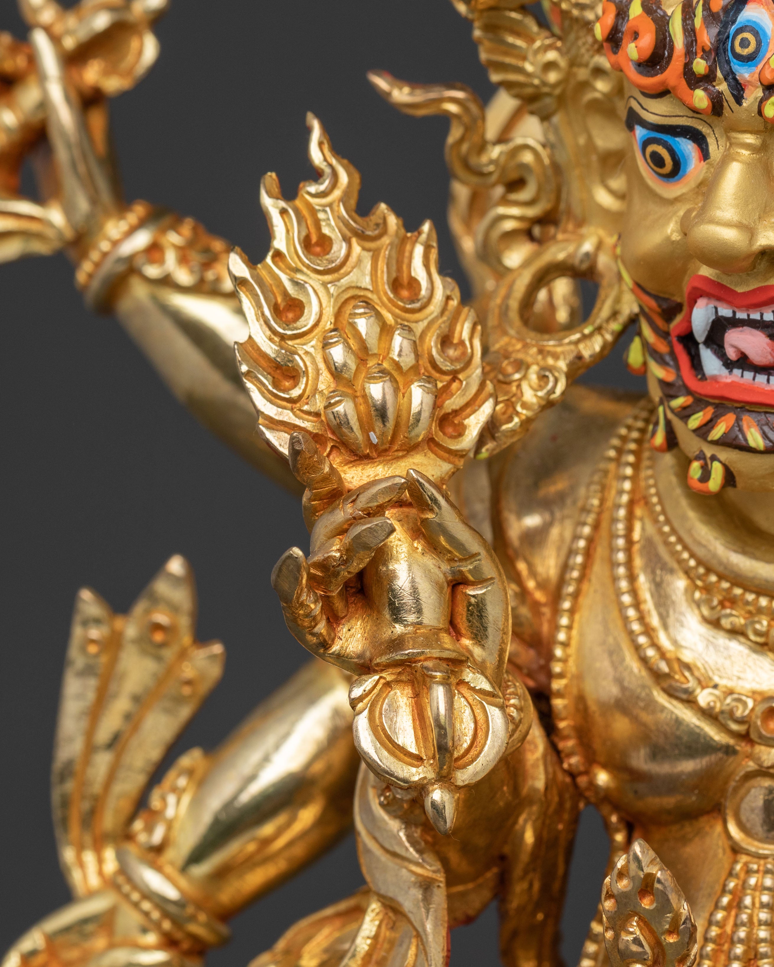 Handcrafted White Mahakala Statue | Divine Protector