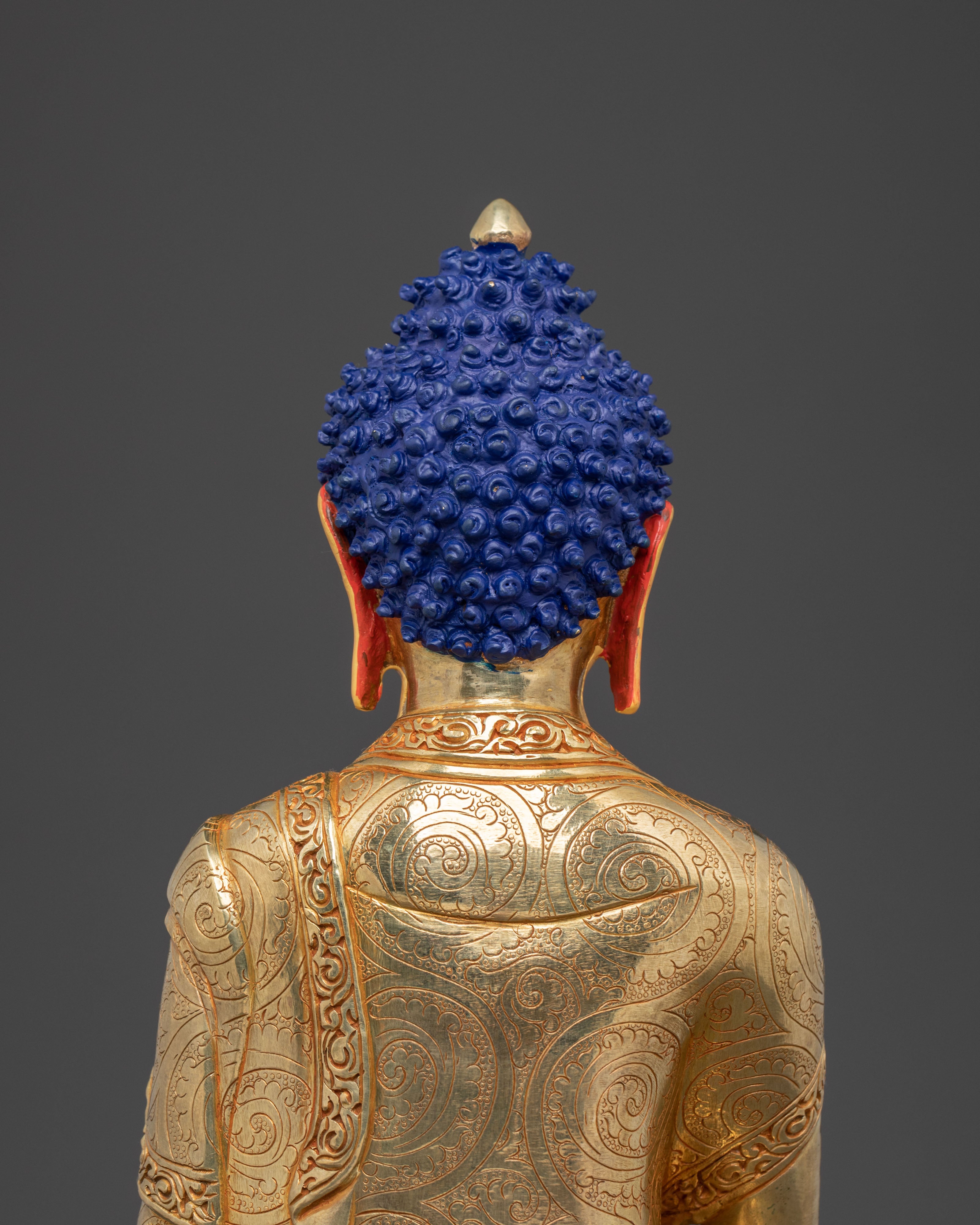 24K Gold Gilded Enlightened Shakyamuni Buddha Sculpture – Serene Handcrafted Art