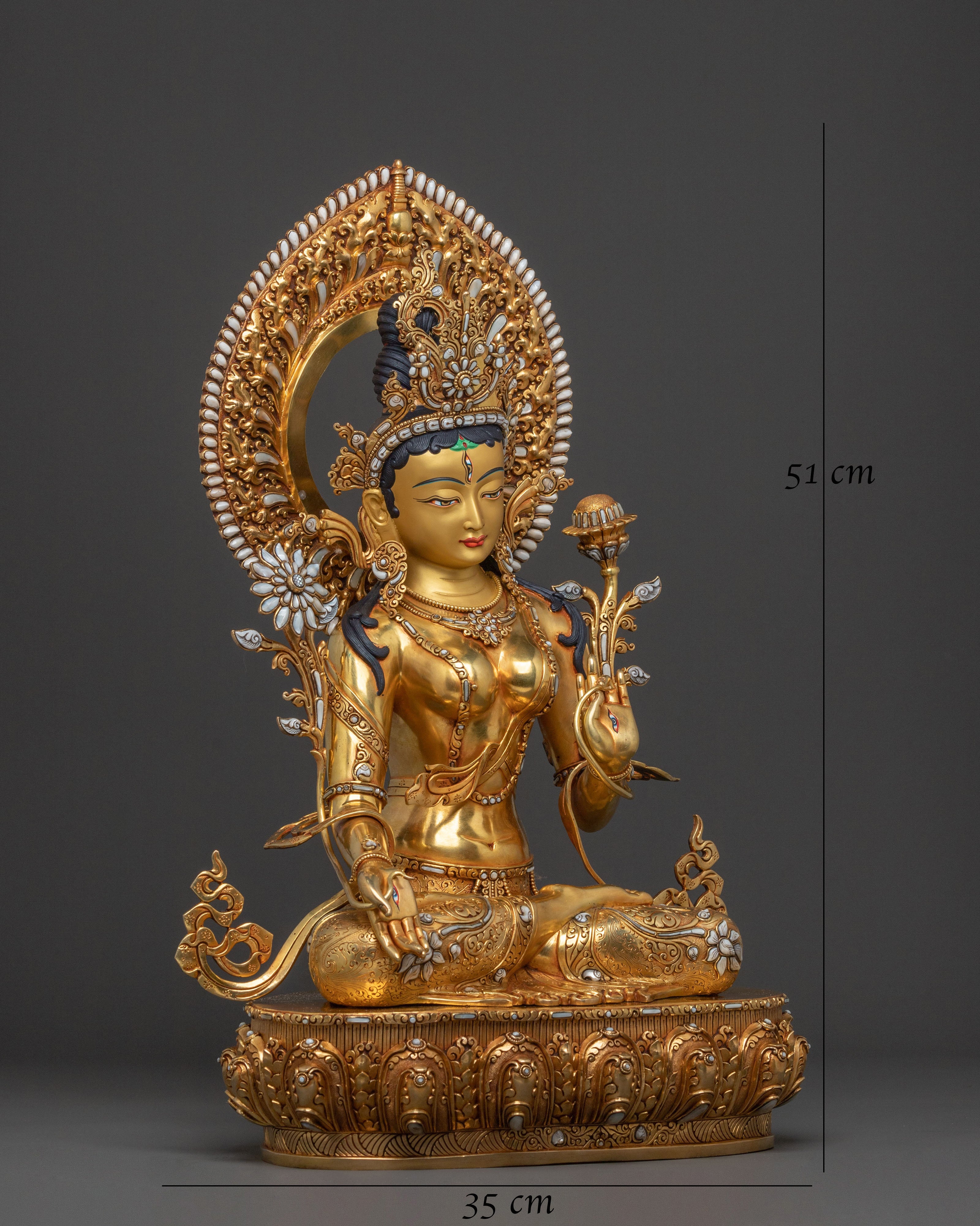 White Tara Healing Figure - 24K Gold Gilded Masterpiece
