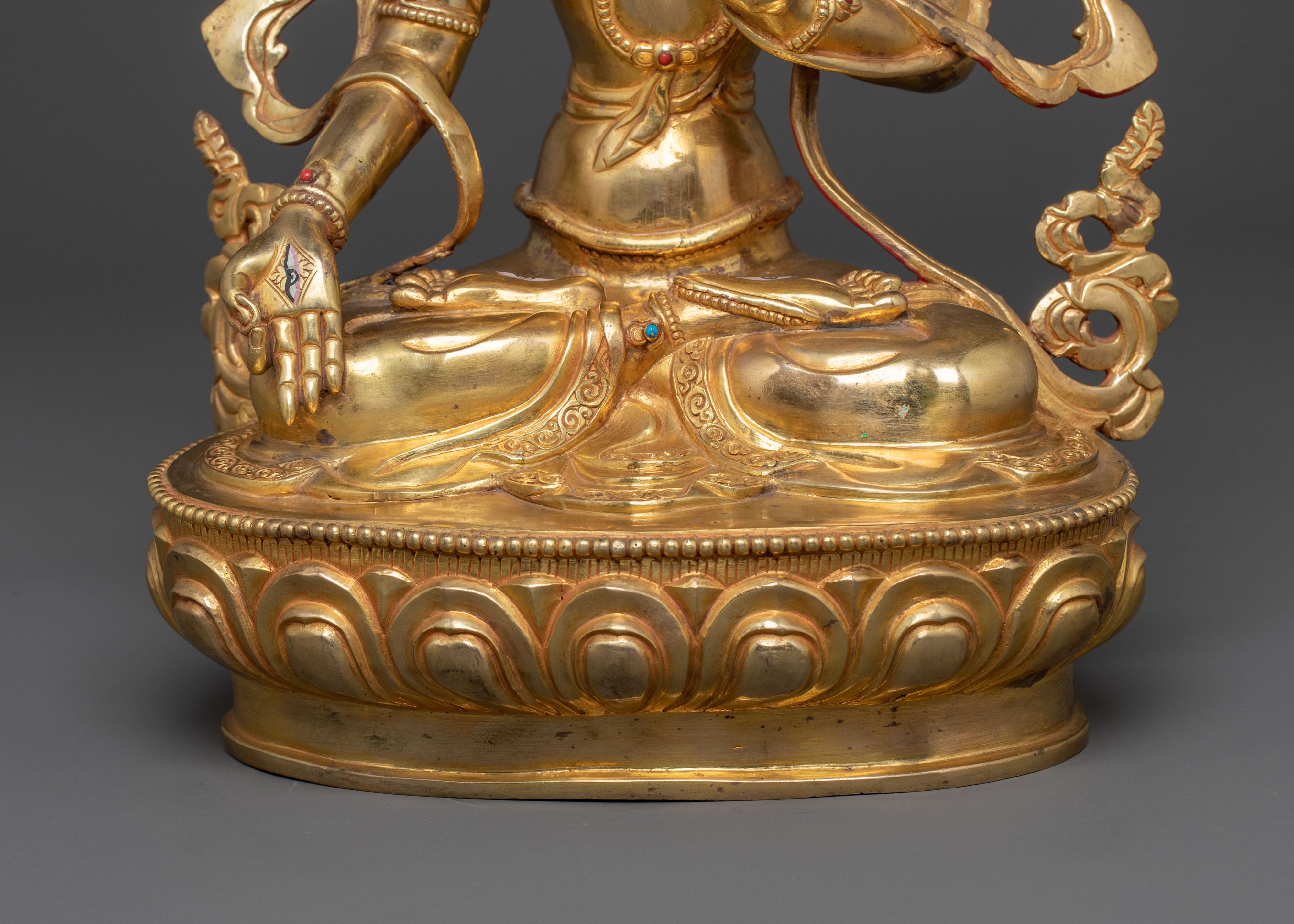 White Tara Statue | 24K Gold Gilded