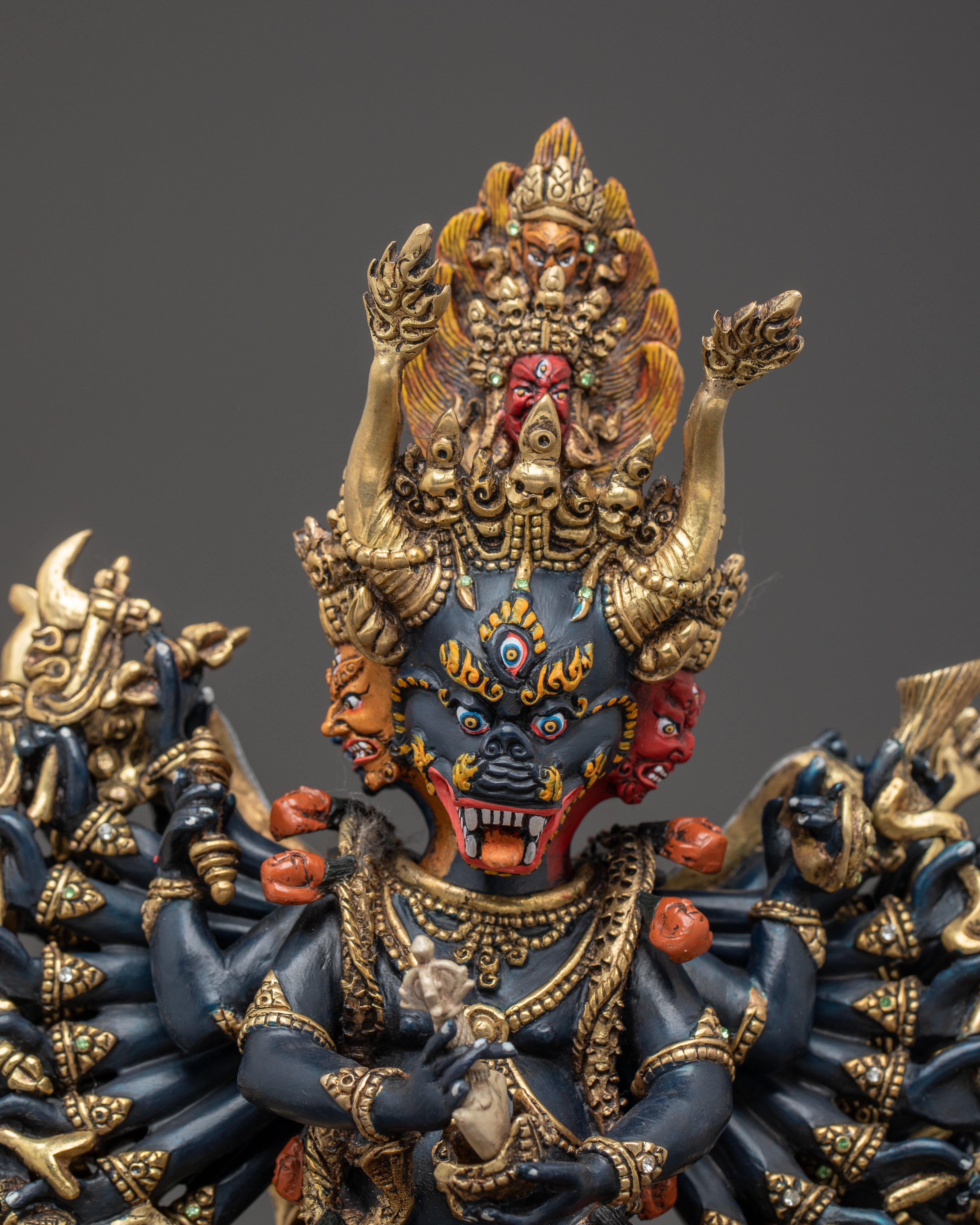 Buddhist Yamantaka Statue: Conqueror of Death | Gold Gilded Wrathful Deity