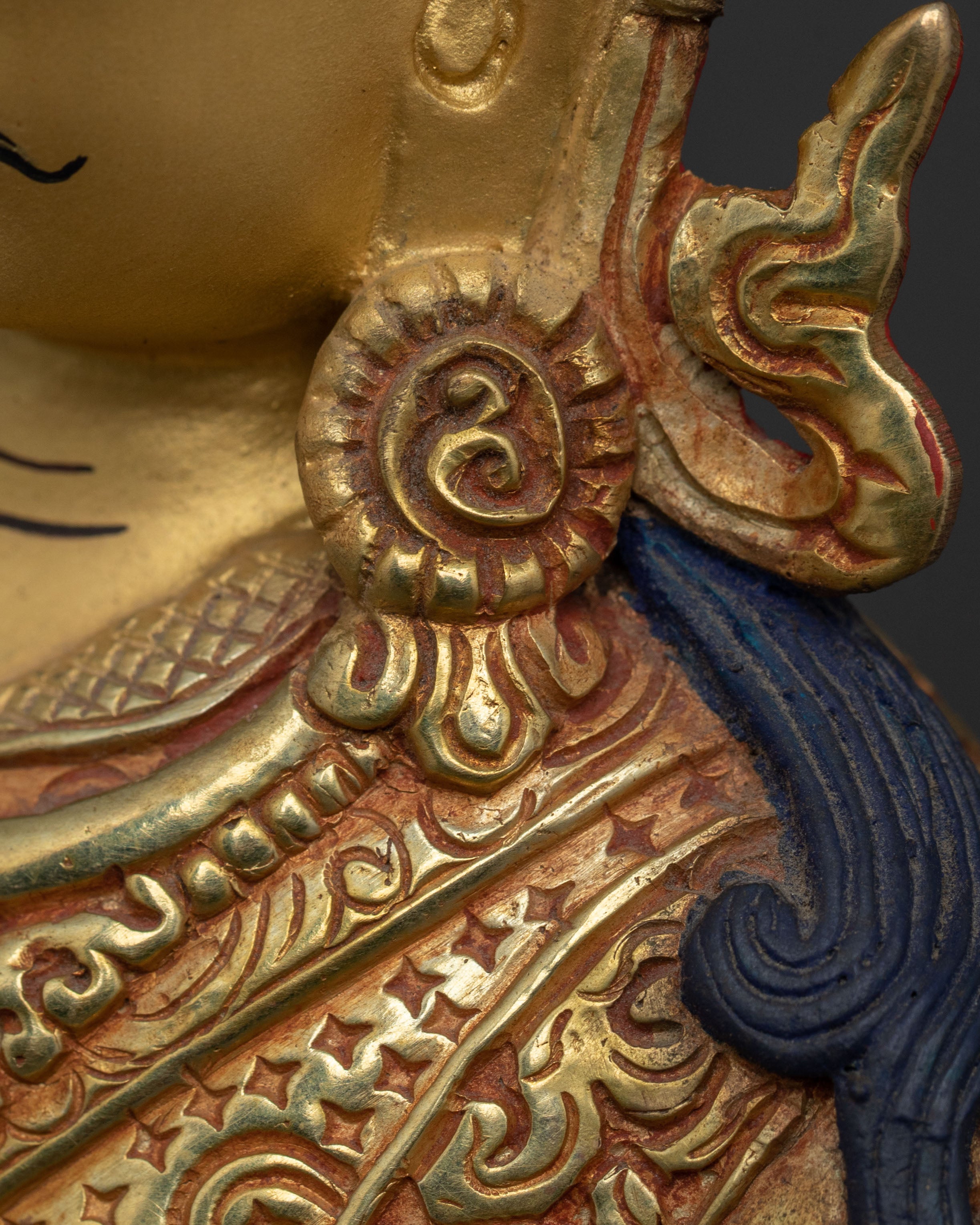 Dancing Guru Rinpoche: 24K Gold Gilded Figurine