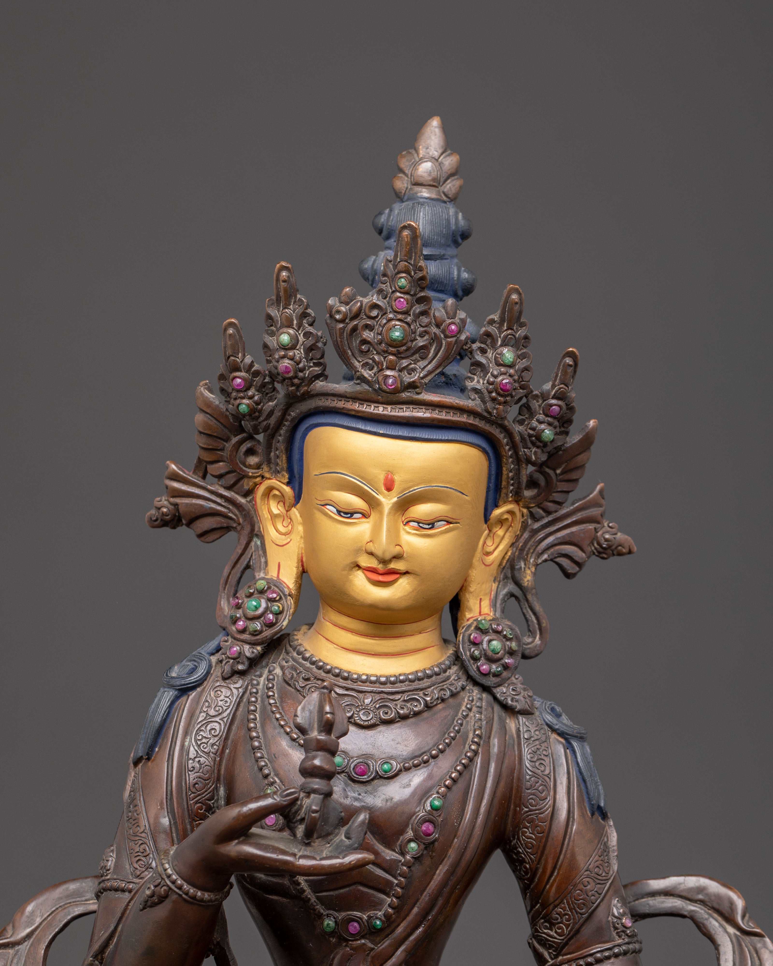 Handmade Vajrasattva Oxidized Copper Statue – Purification Artistry