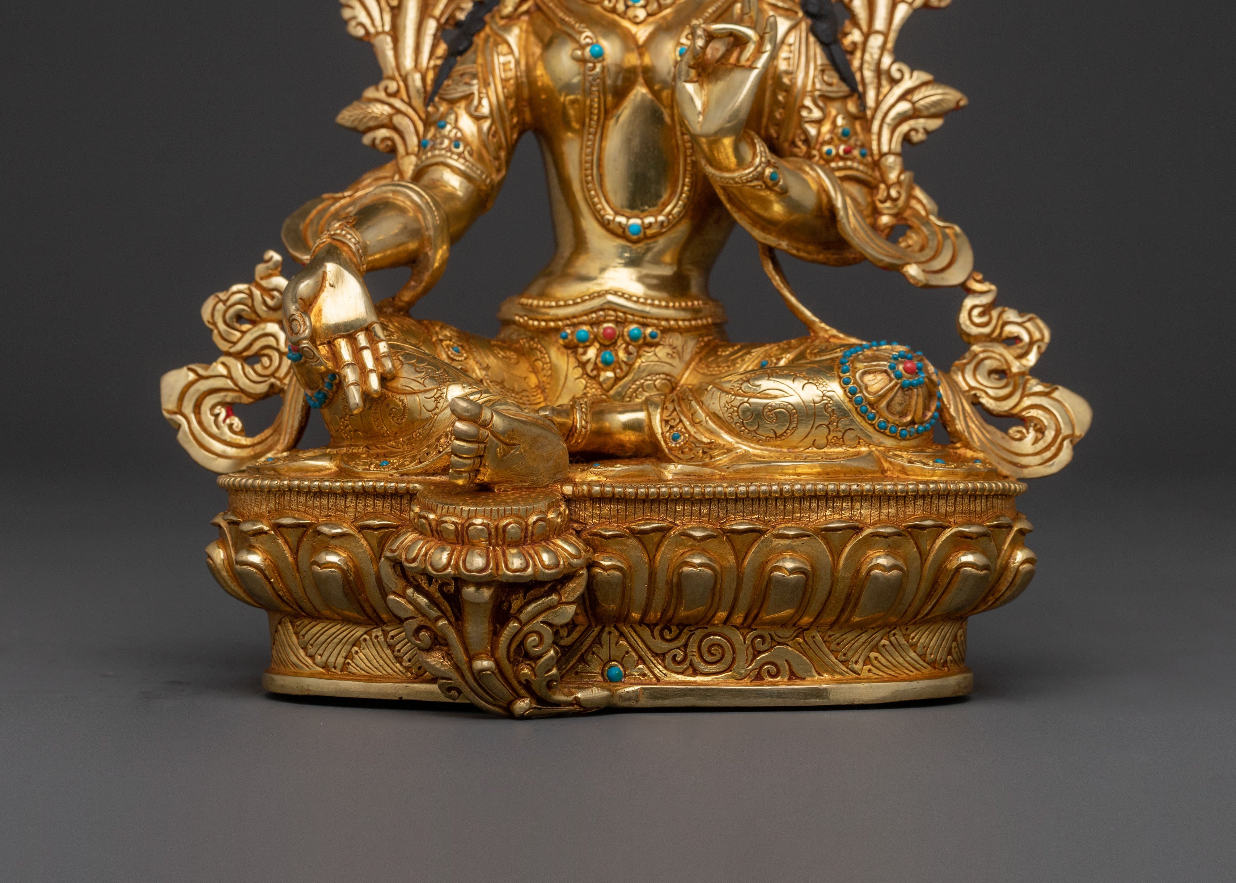 Divine Mother Tara Statue: Hand-Gilded Serenity