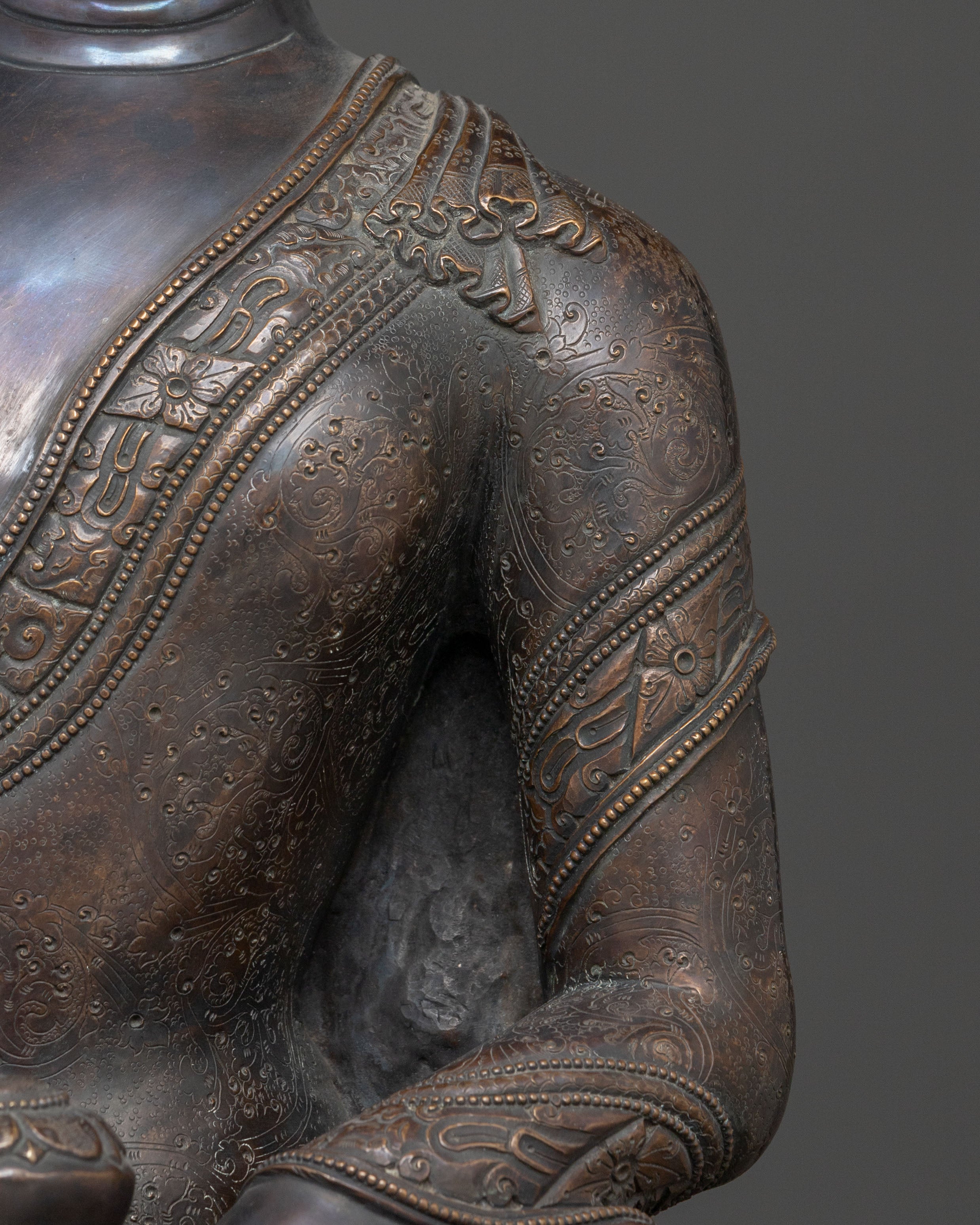 Shakyamuni Buddha Statue | Oxidized Copper Figurine