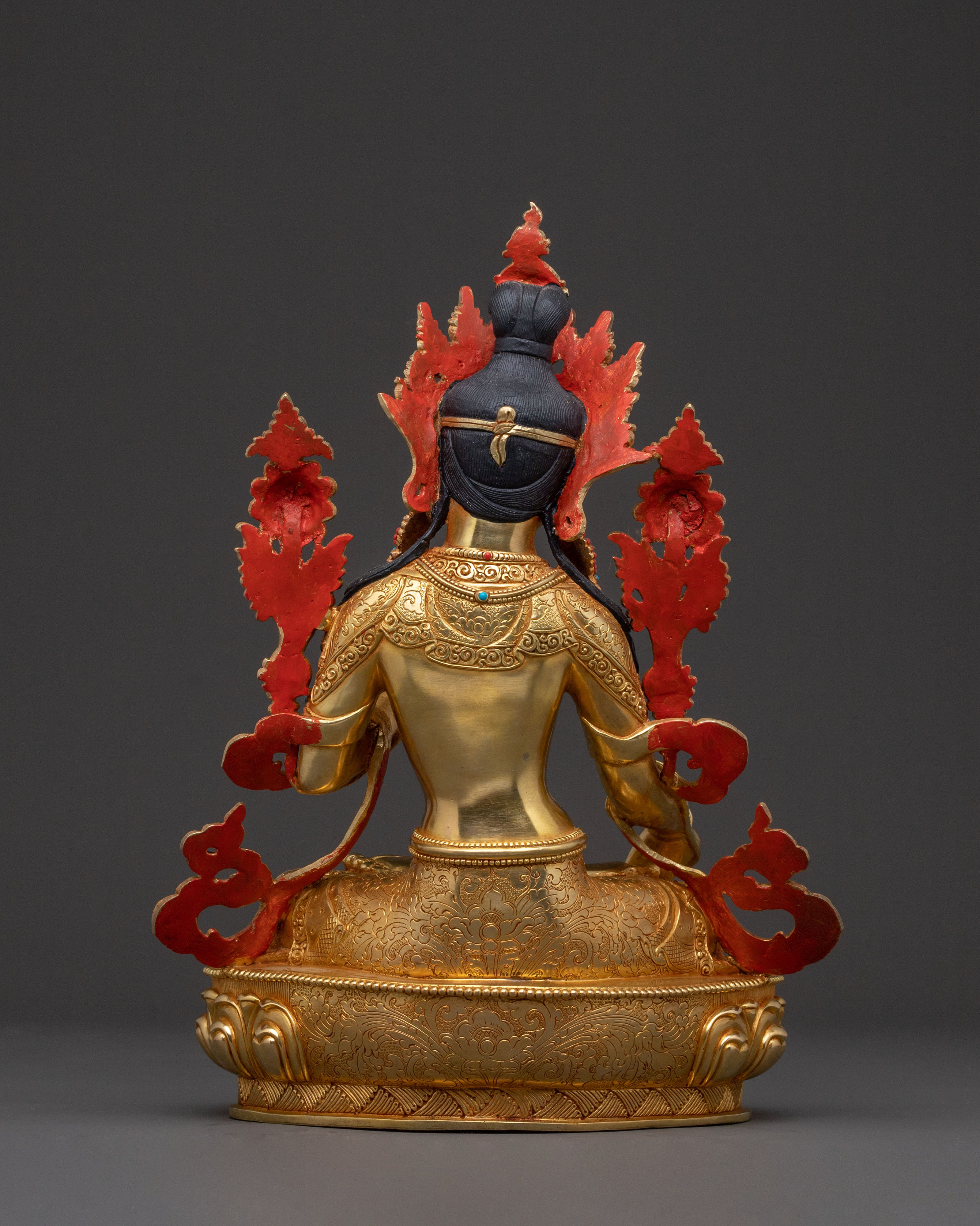 Radiant White Tara Blessing Statue - 24K Gold Gilded Copper