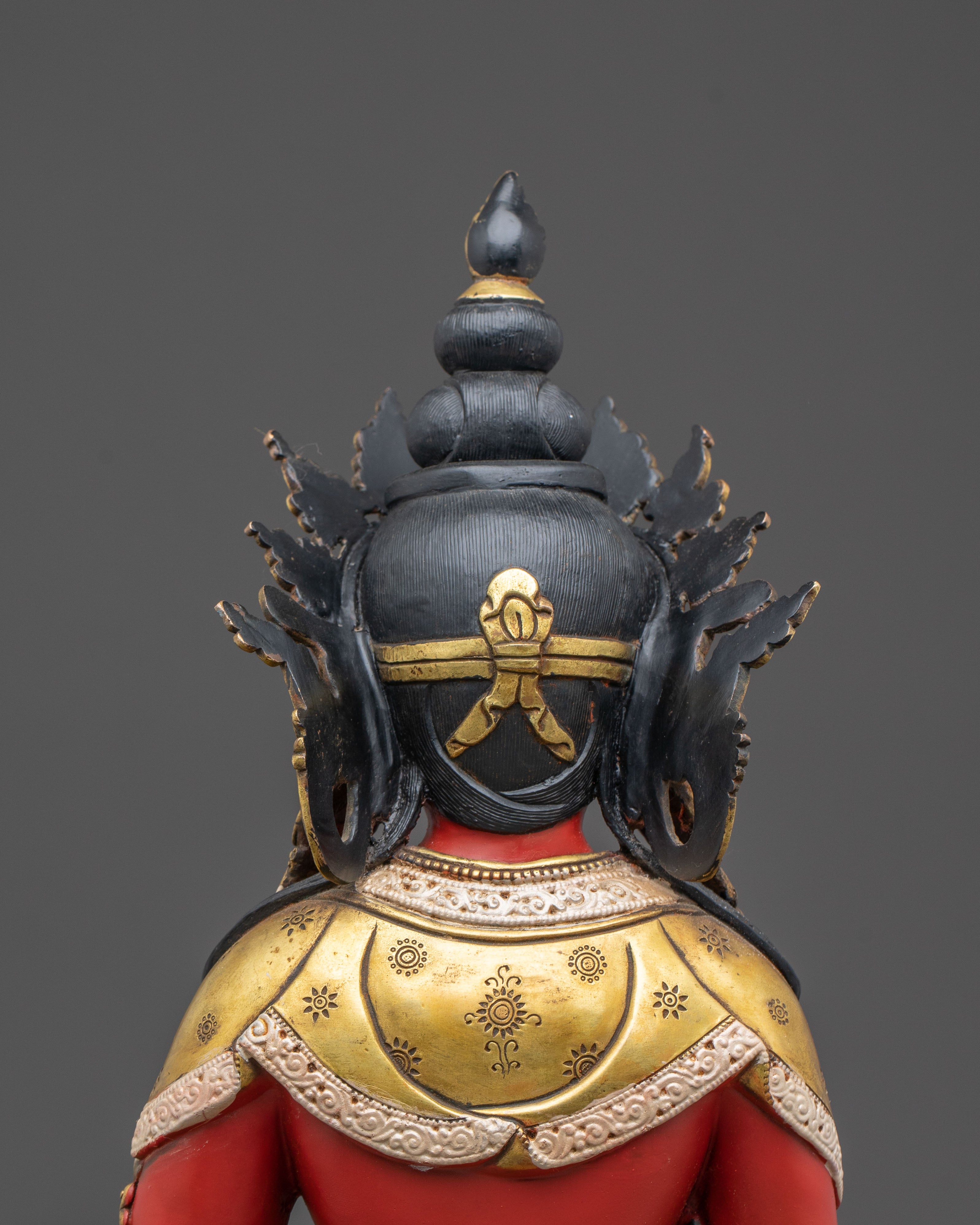 Amitayus Handcrafted Sacred Statue: Serene Copper Artistry
