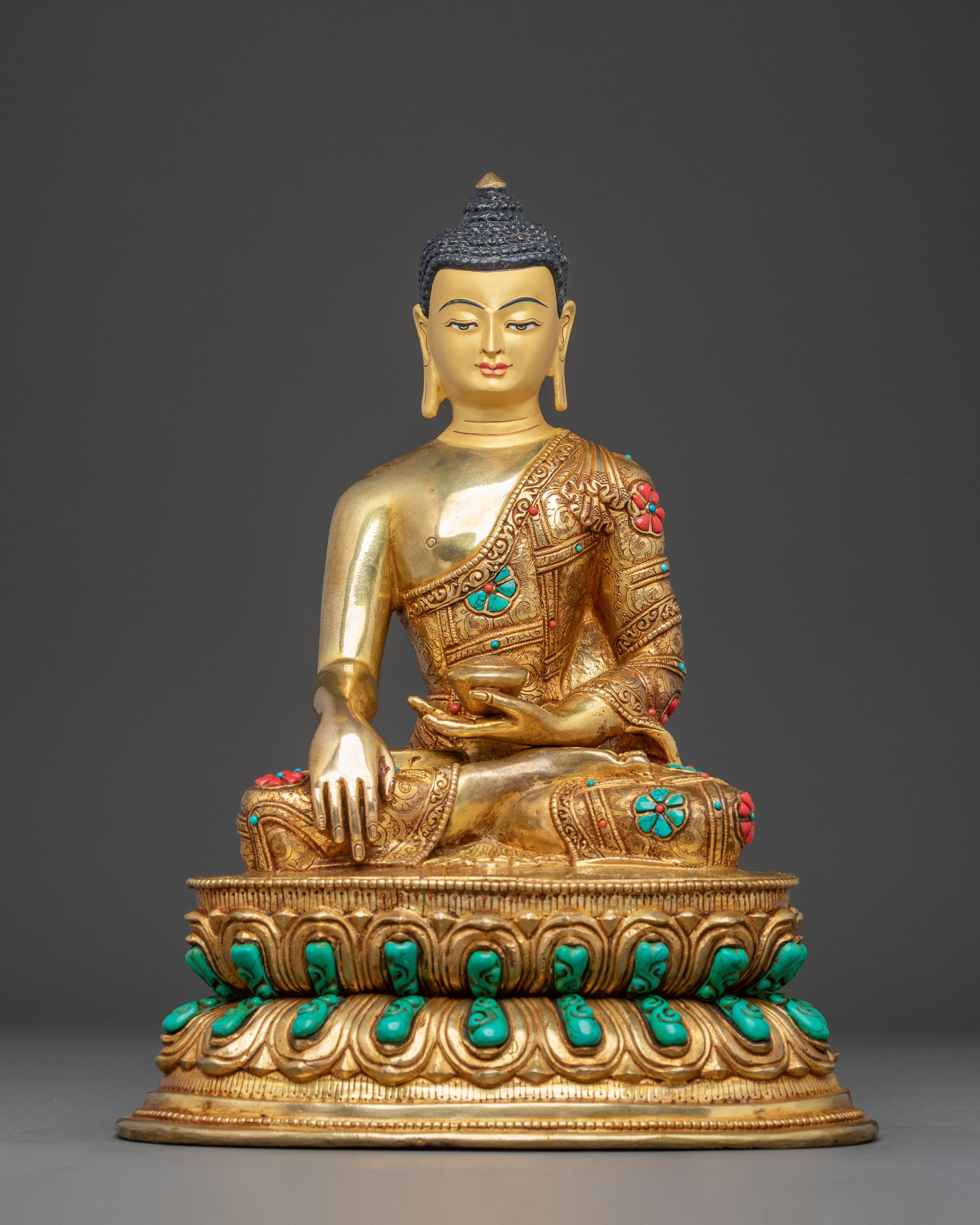 Handcrafted Radiant Sculpture of Buddha Shakyamuni | Himalayan Copper Art