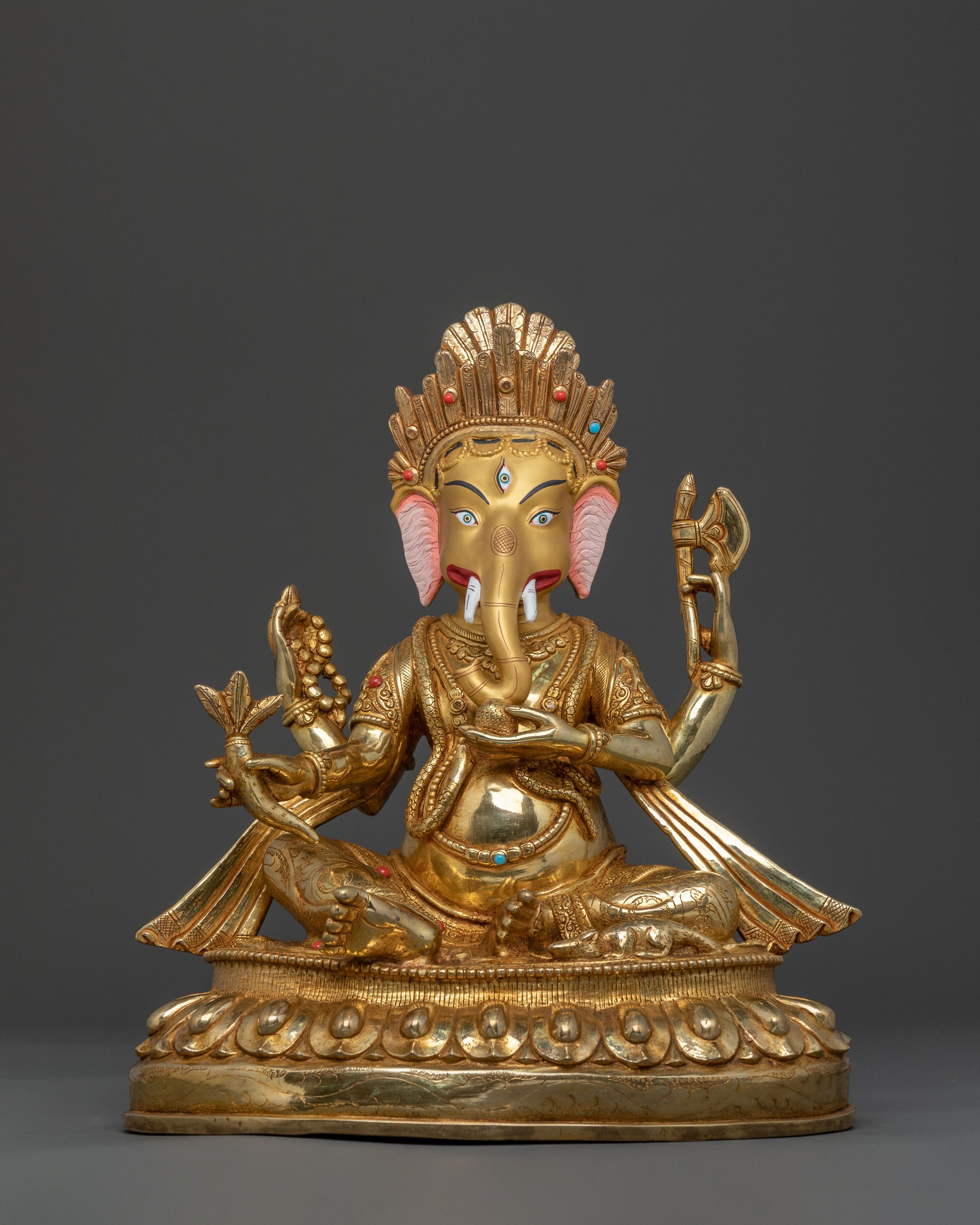 God Ganesh 24k Gold Gilded Spiritual Statue 