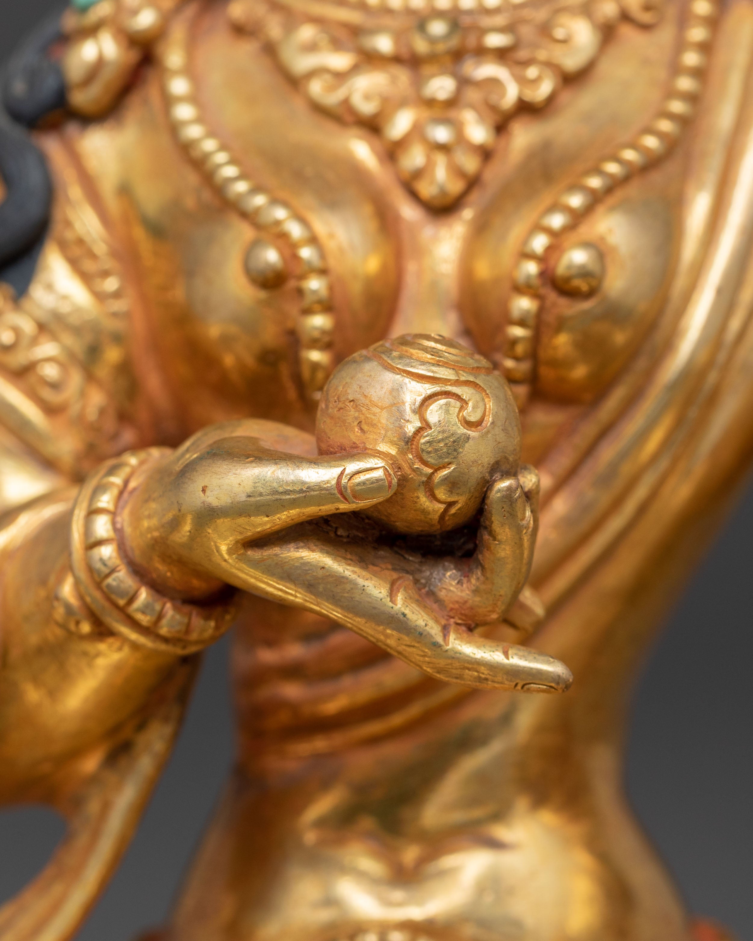 Handcrafted Ksitigarbha Golden Statue | Compassionate Bodhisattva