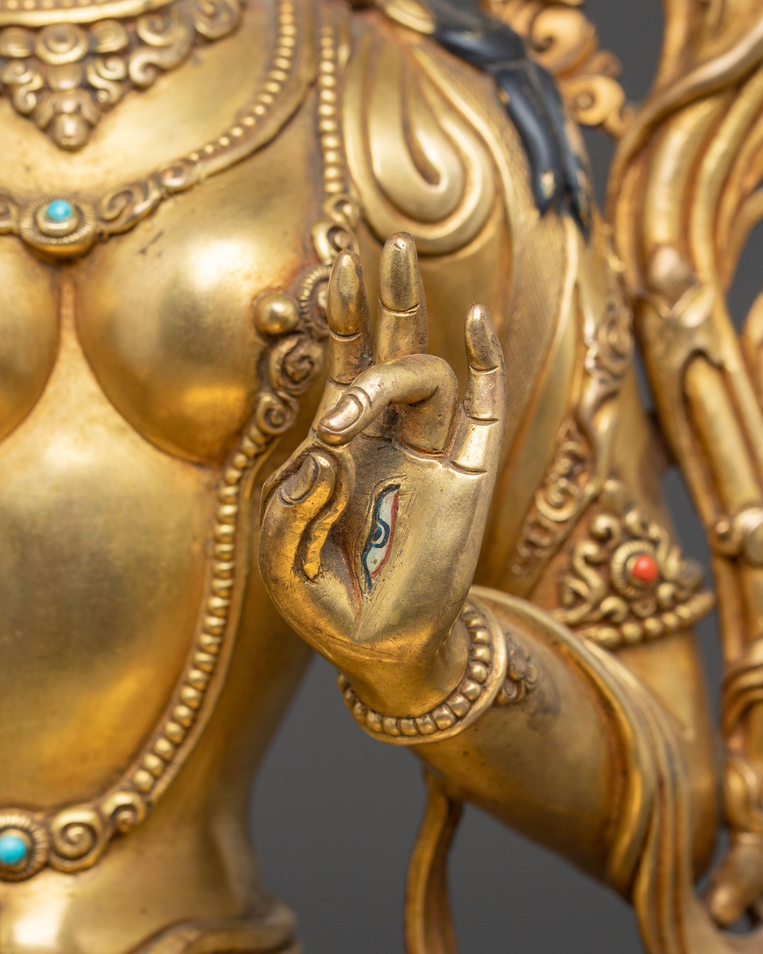 Handcrafted White Tara Statue: Peaceful Bodhisattva Deity of Longevity