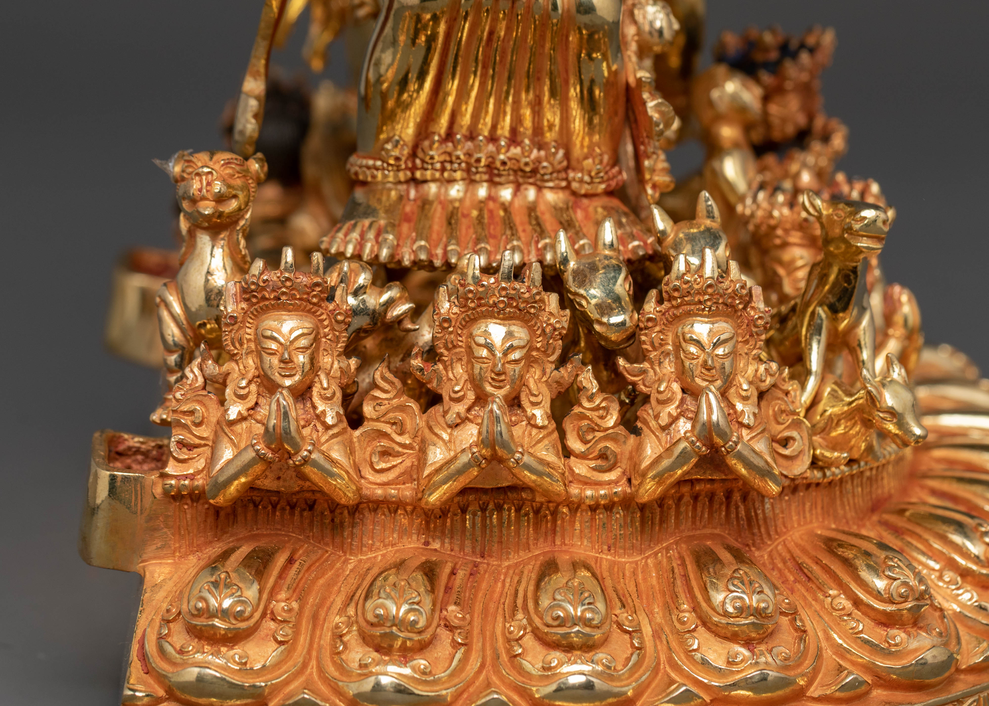 Sacred Yamantaka Statue: Hand-Gilded Copper Artistry