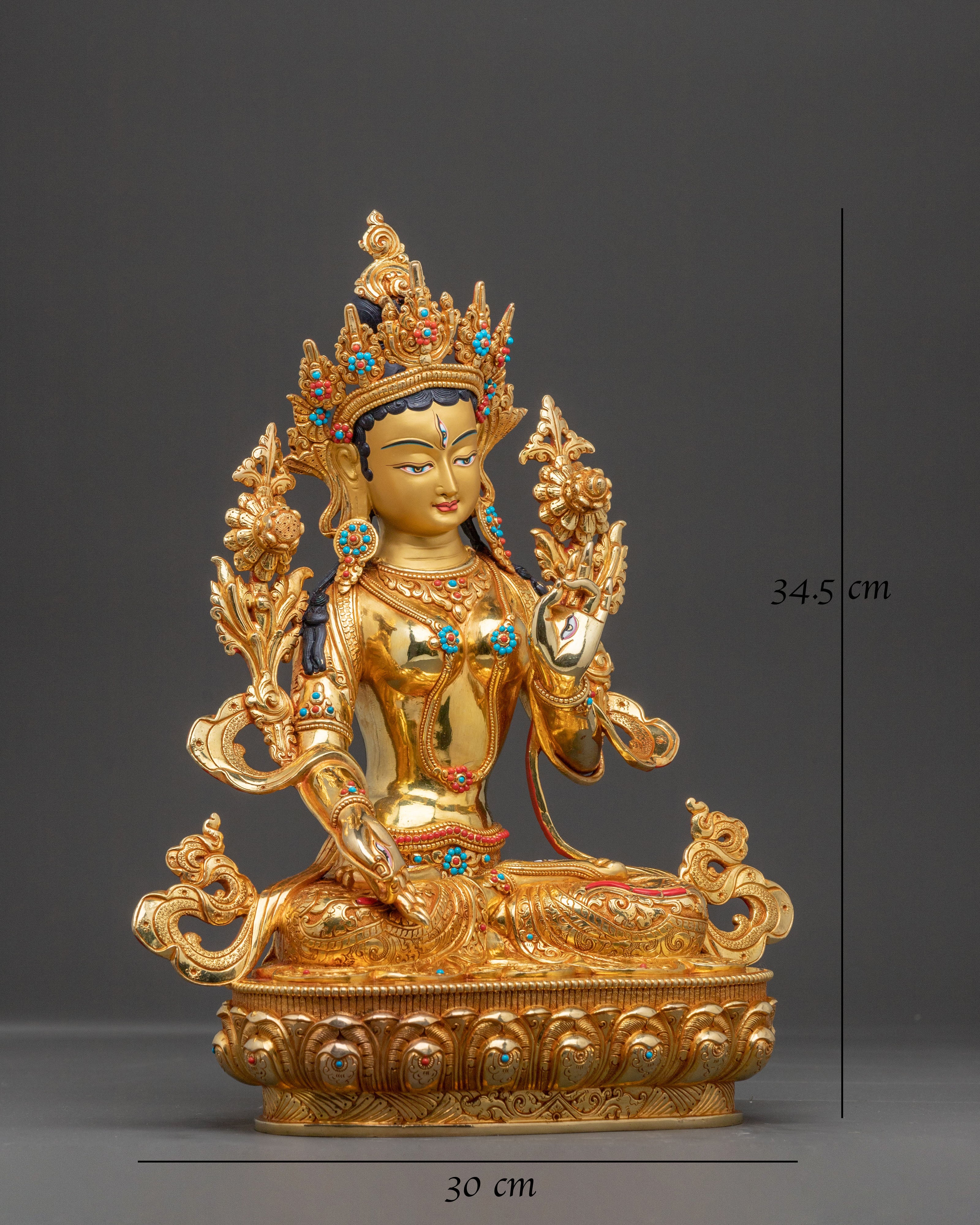 Exquisite Handcrafted White Tara Statue: The Peaceful Goddess