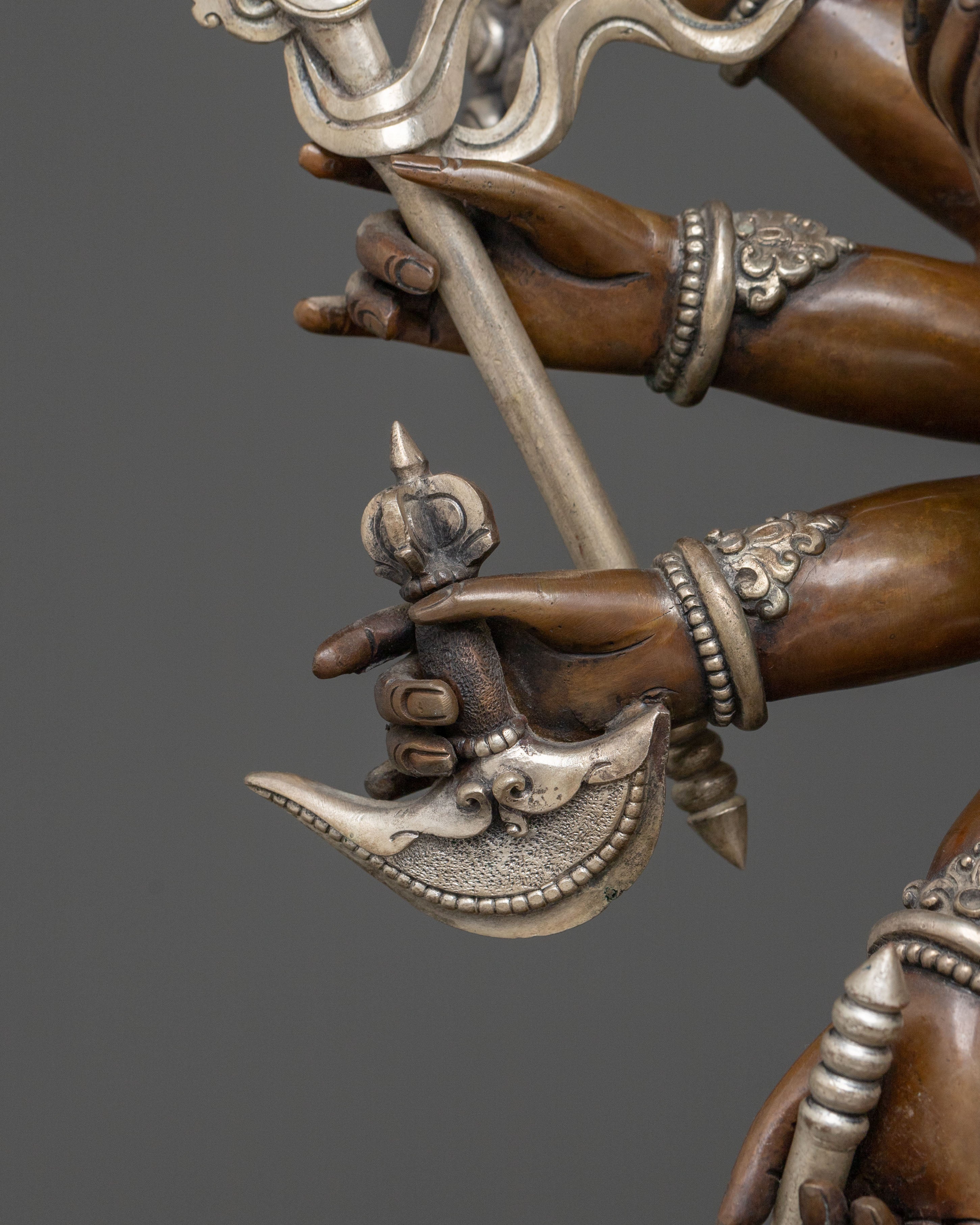 Chakrasamvara Oxidized Copper Statue | Silver-Plated