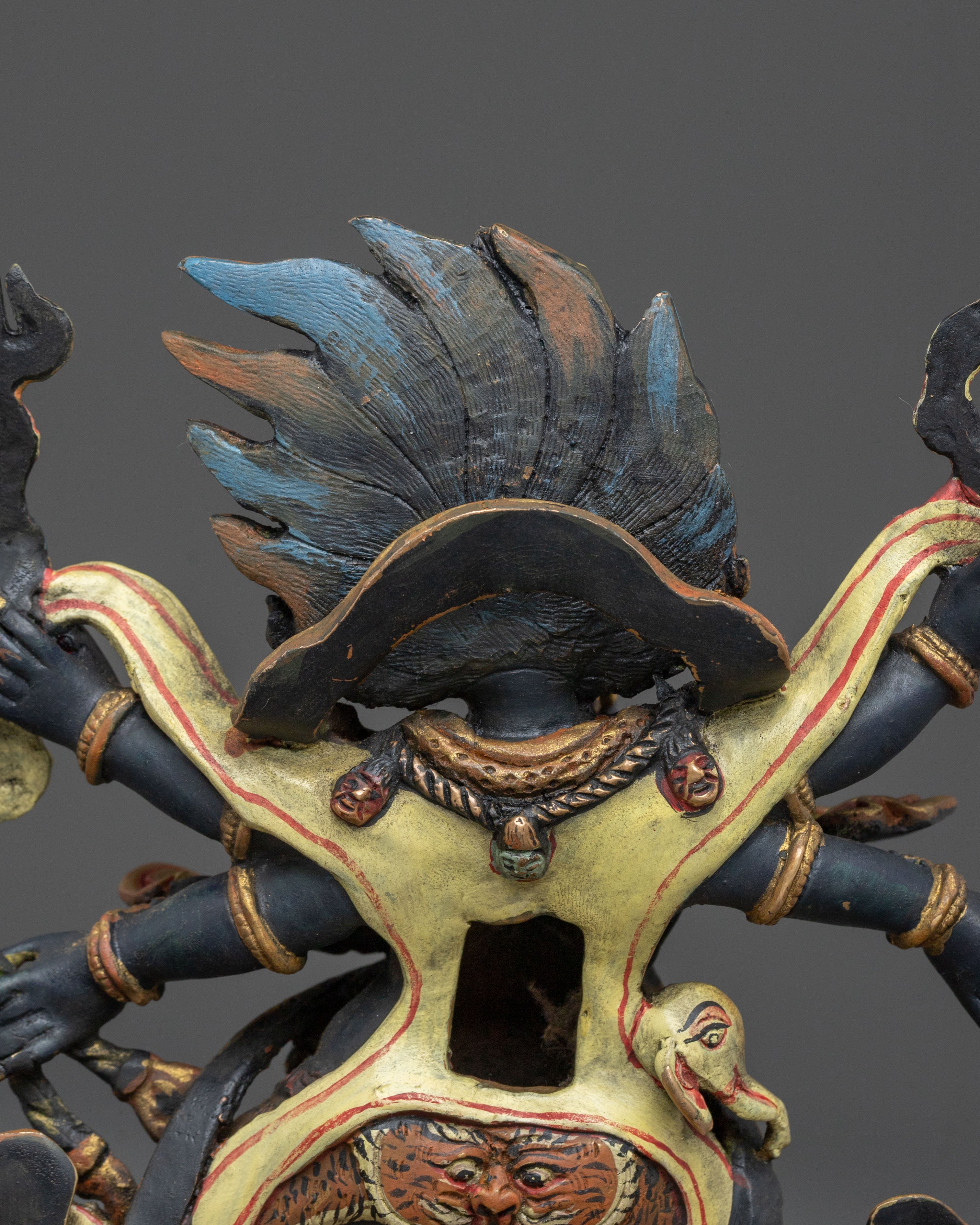 Handmade Six-Armed Mahakala Sacred Figurine | Wrathful Protector of Wisdom