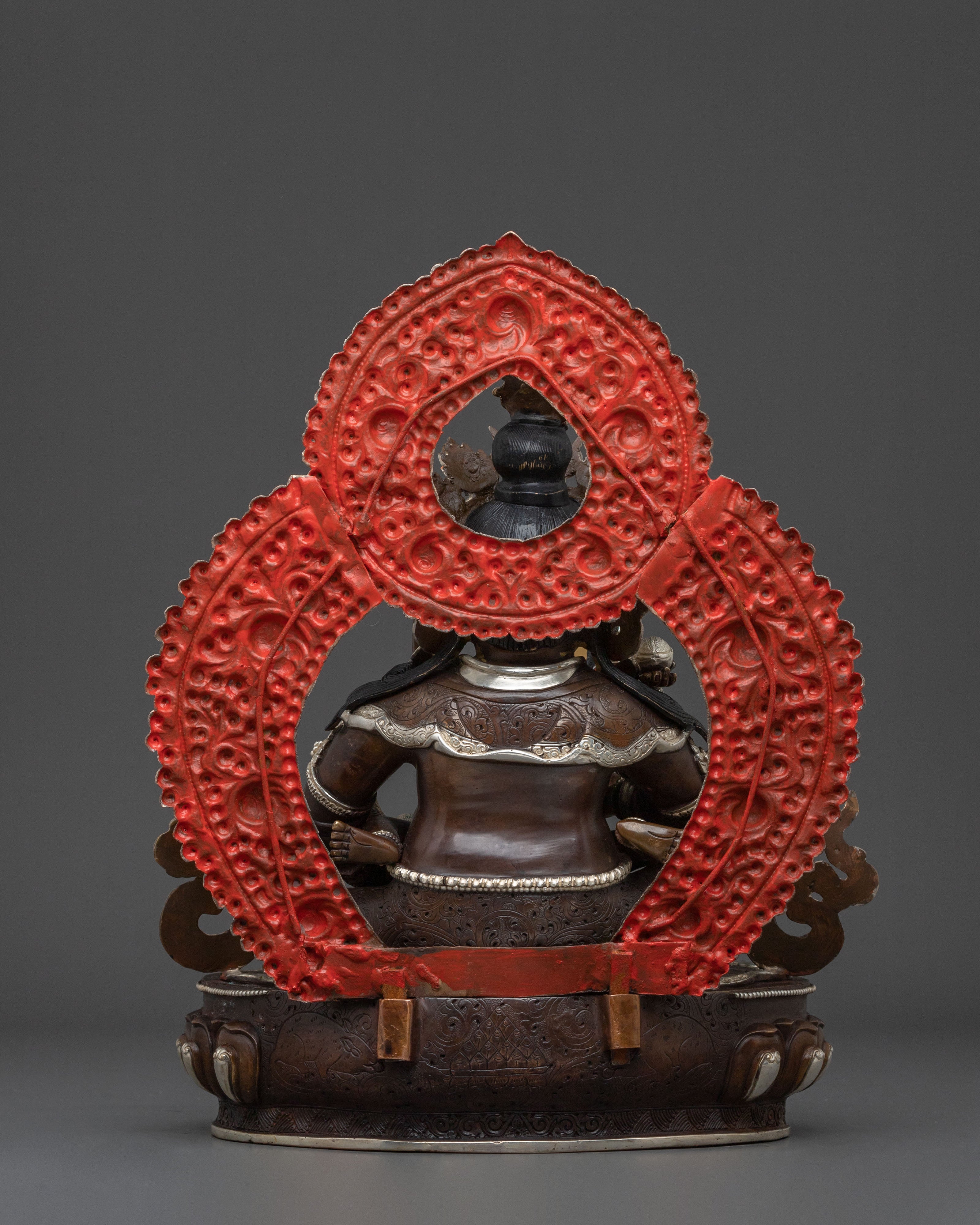 Red Dzambhala Statue | Oxidized Copper Wealth Deity