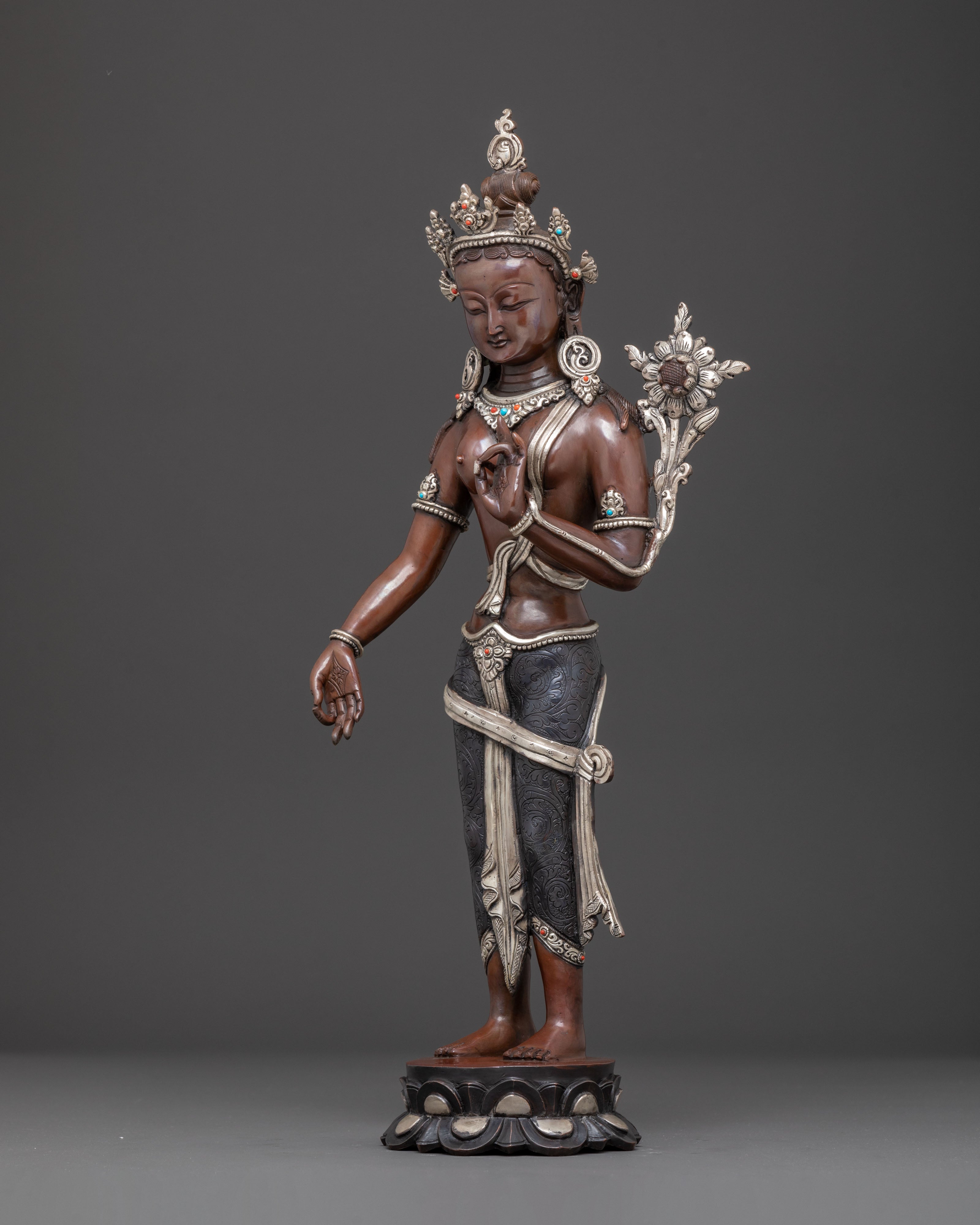 Standing Green Tara Sculpture | Traditional Tibetan Art